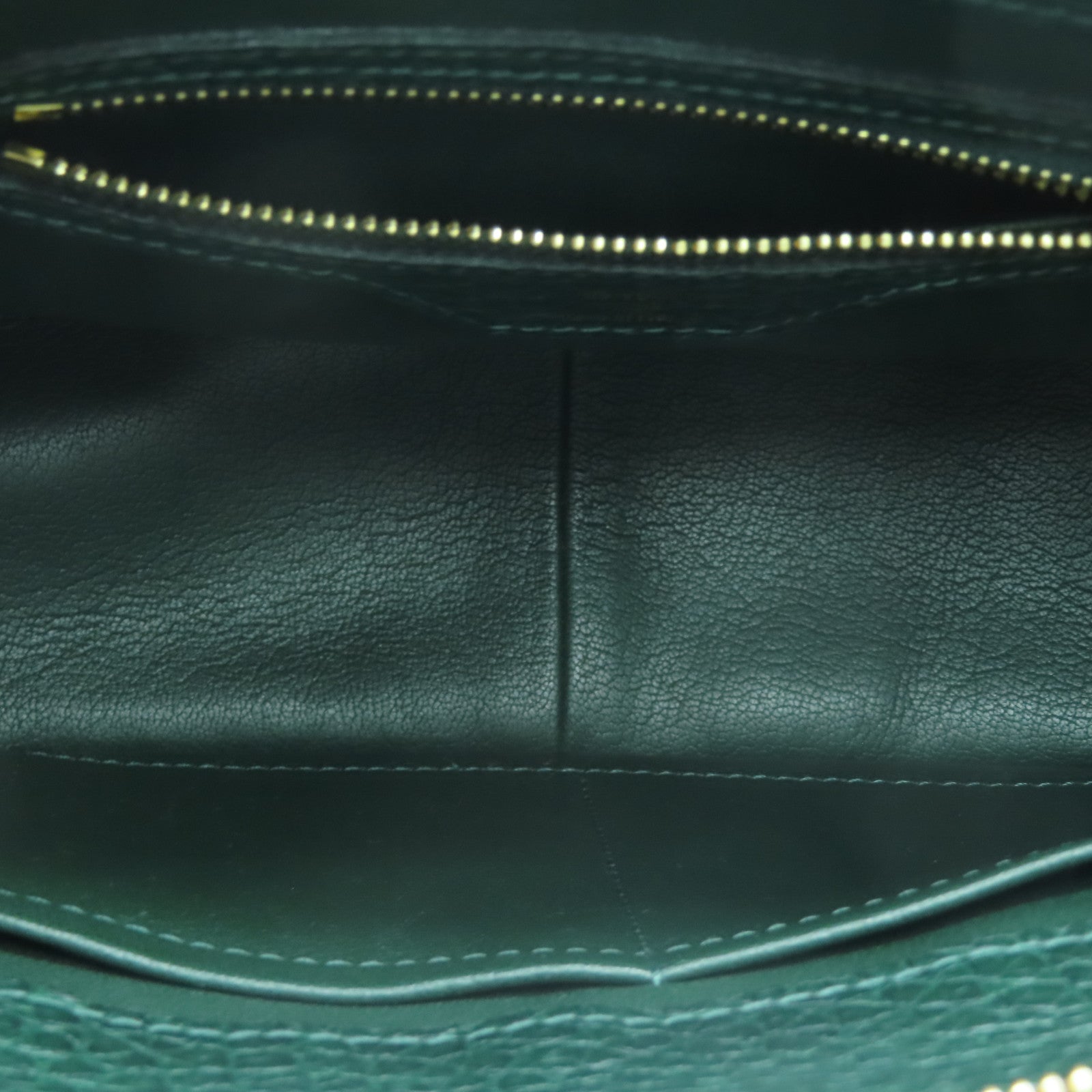 LOUIS VUITTON 駝鳥皮革Monogram Majestueux金扣肩背袋棕色/綠色