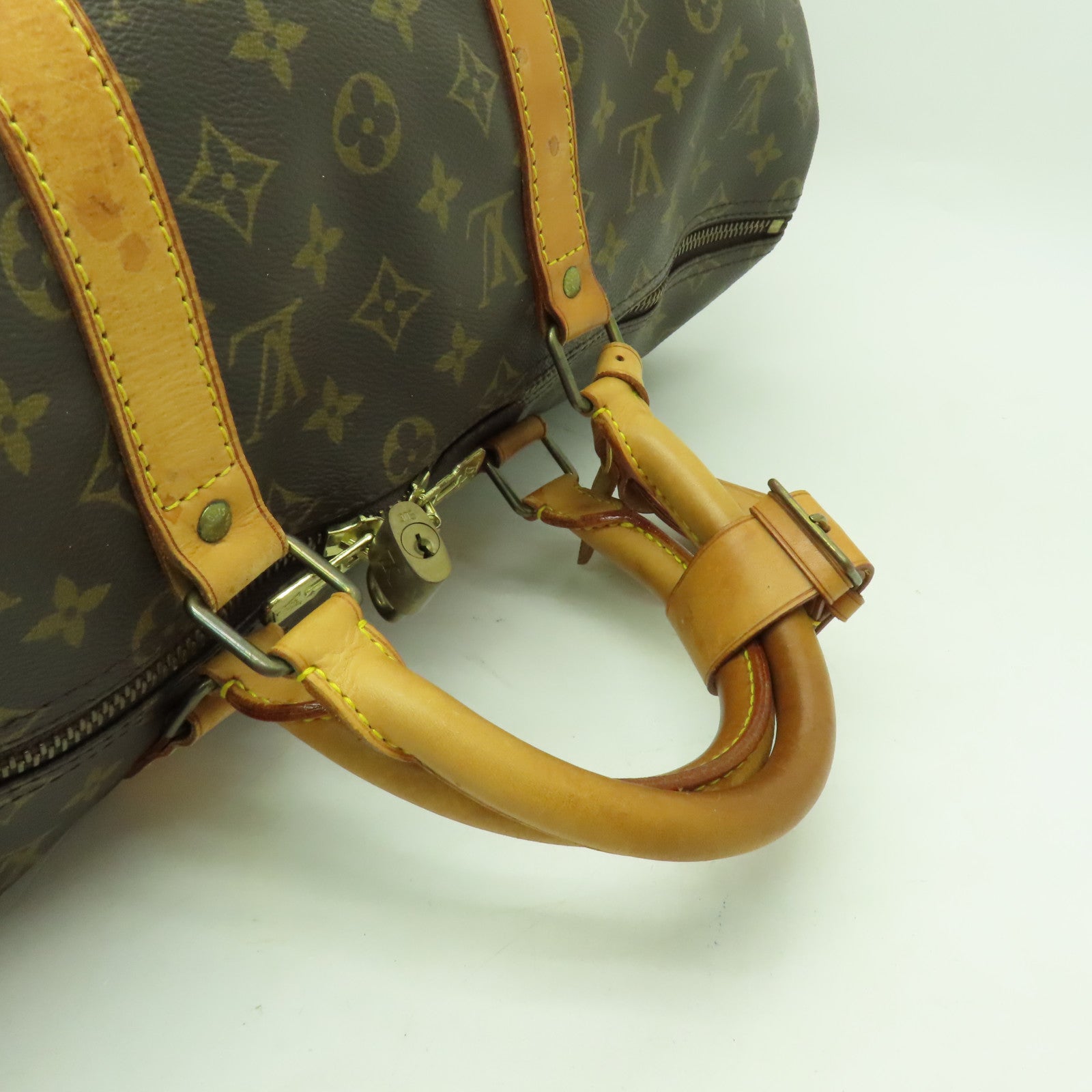 LOUIS VUITTON Monogram Keepall 50金扣波士頓包棕色