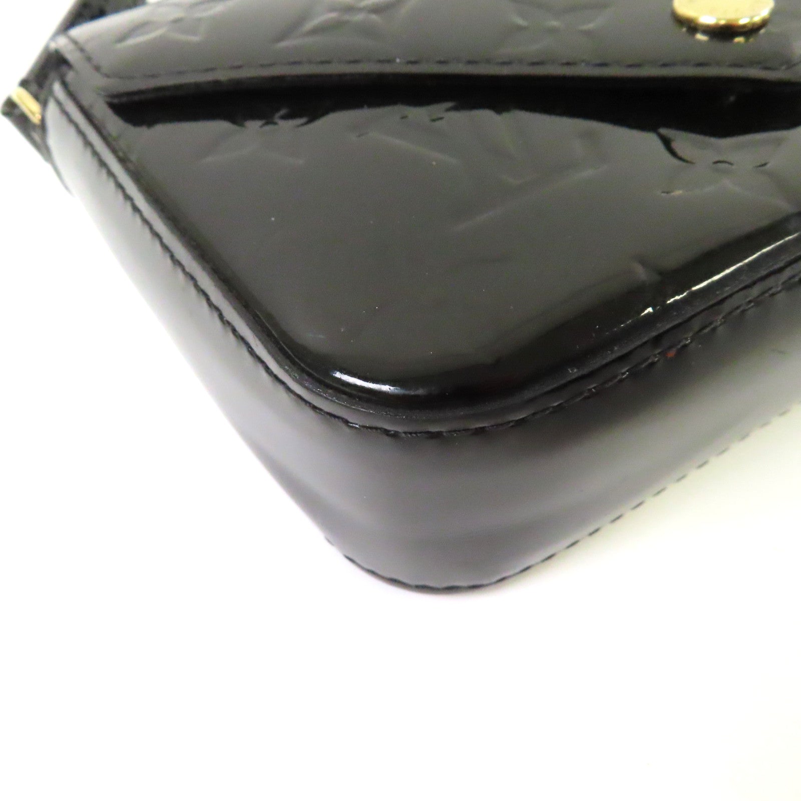 LOUIS VUITTON Monogram Vernis Sac Luice金扣肩背袋墨綠色