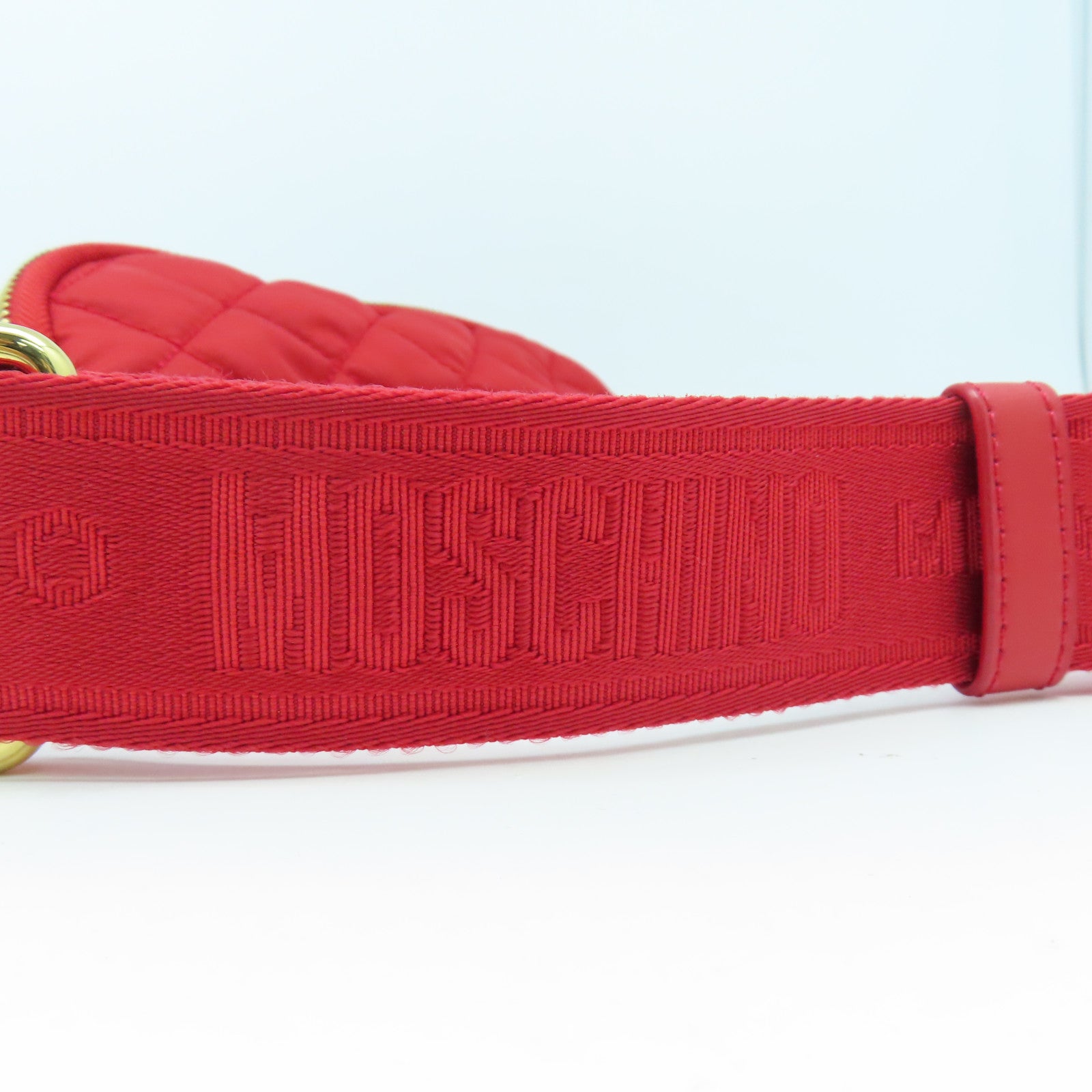 MOSCHINO 尼龍Belt Bag金扣腰包紅色