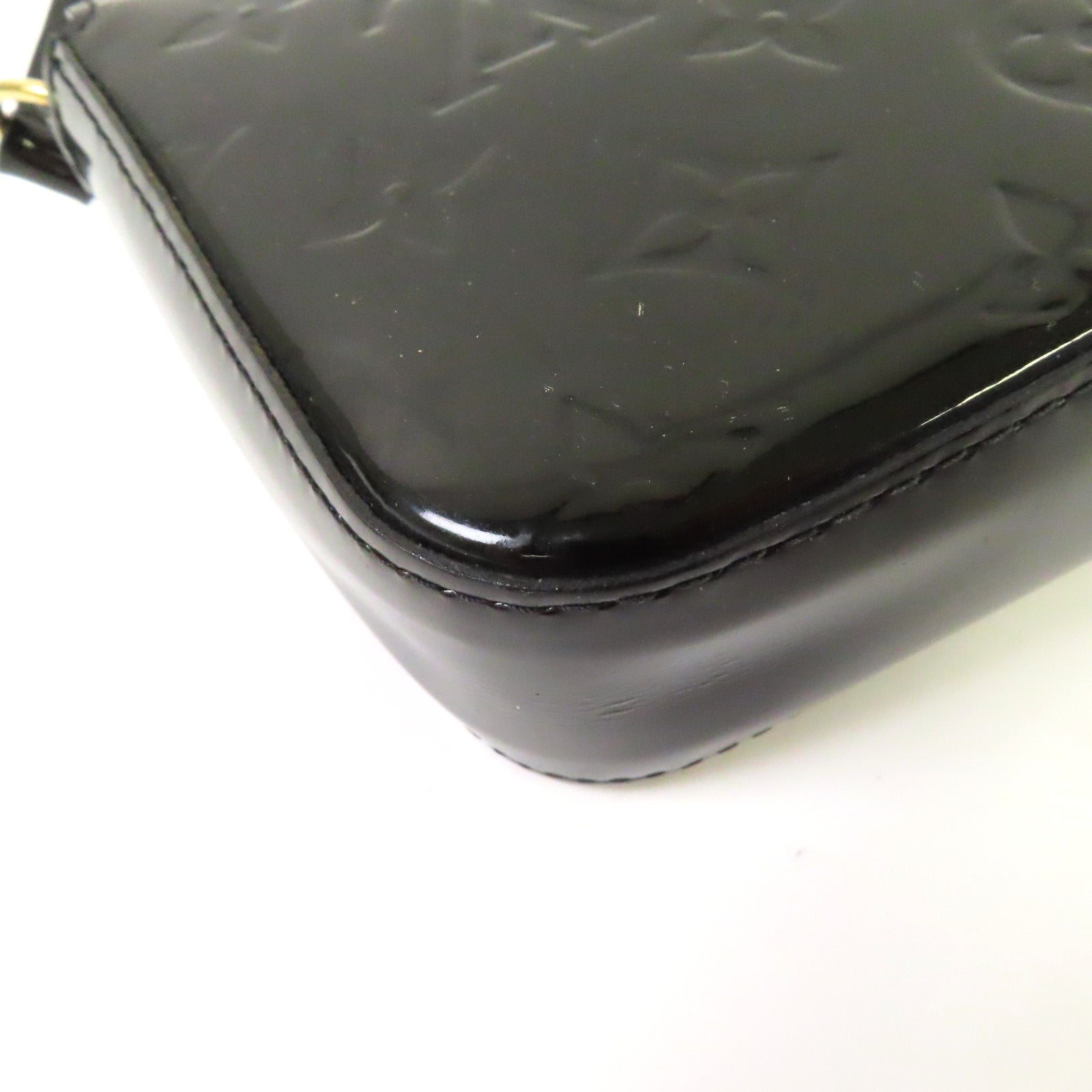 LOUIS VUITTON Monogram Vernis Sac Luice金扣肩背袋墨綠色