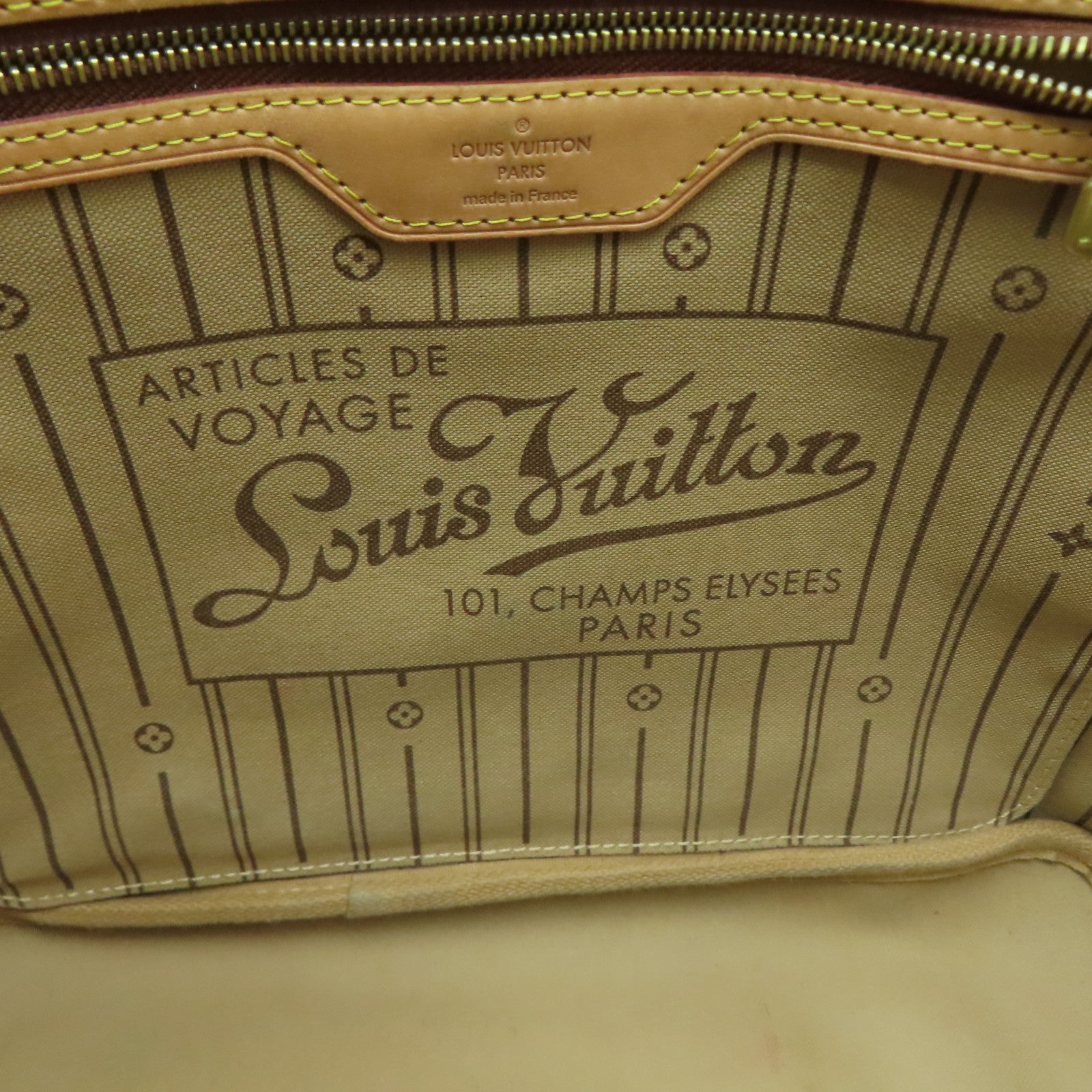 LOUIS VUITTON Monogram Neverfull MM金扣肩背袋啡色