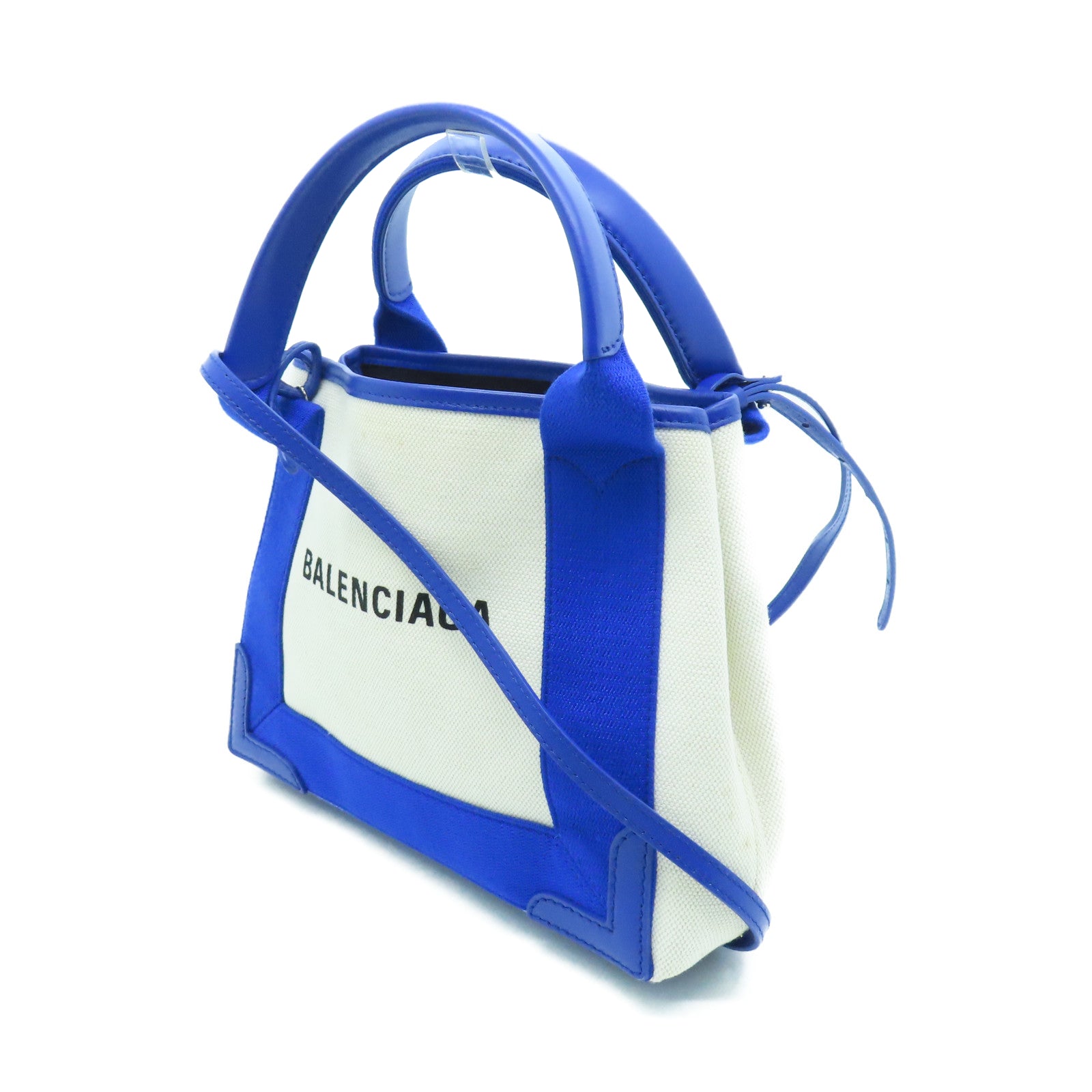 BALENCIAGA 帆布Tote Bag銀扣手挽袋白色/藍色