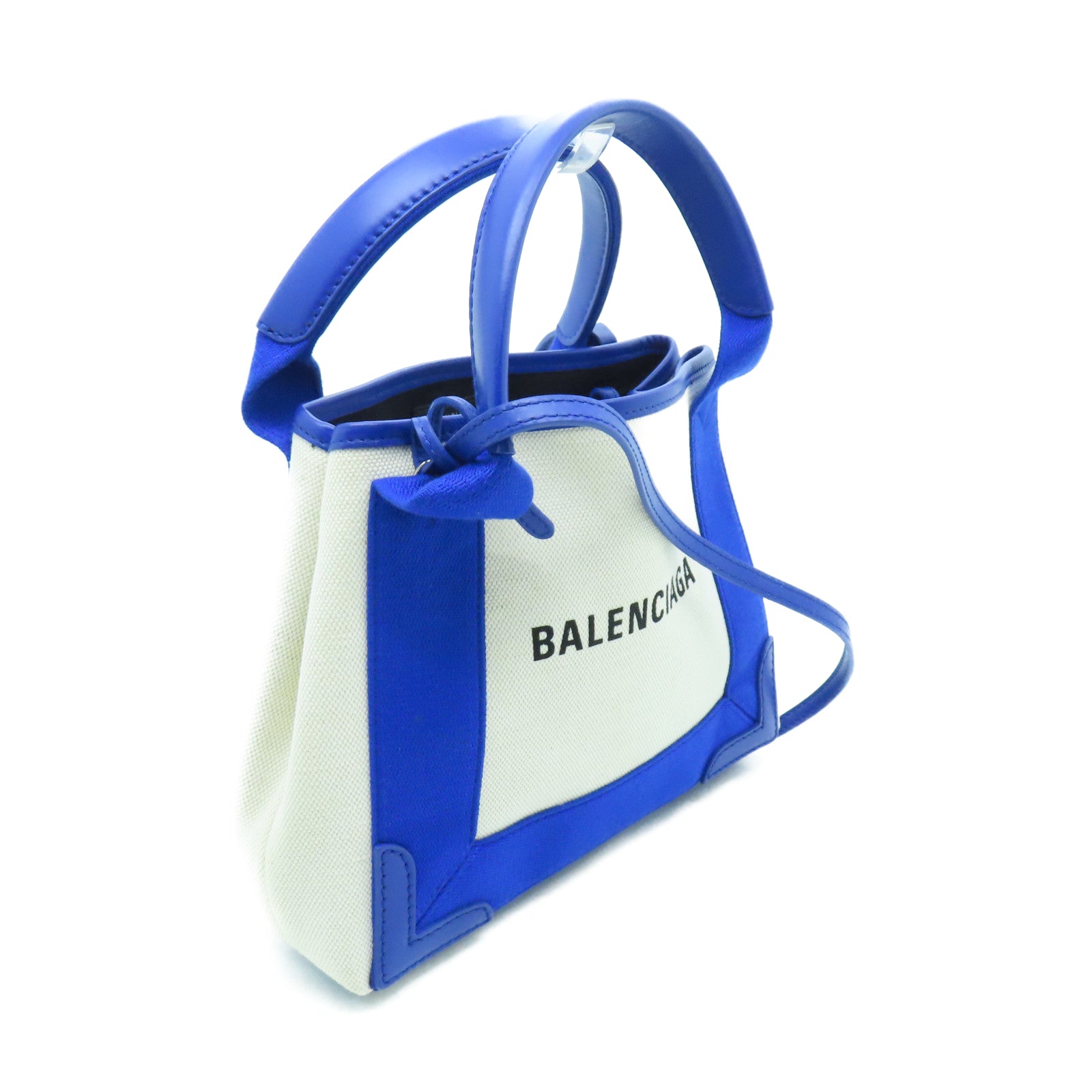 BALENCIAGA 帆布Tote Bag銀扣手挽袋白色/藍色