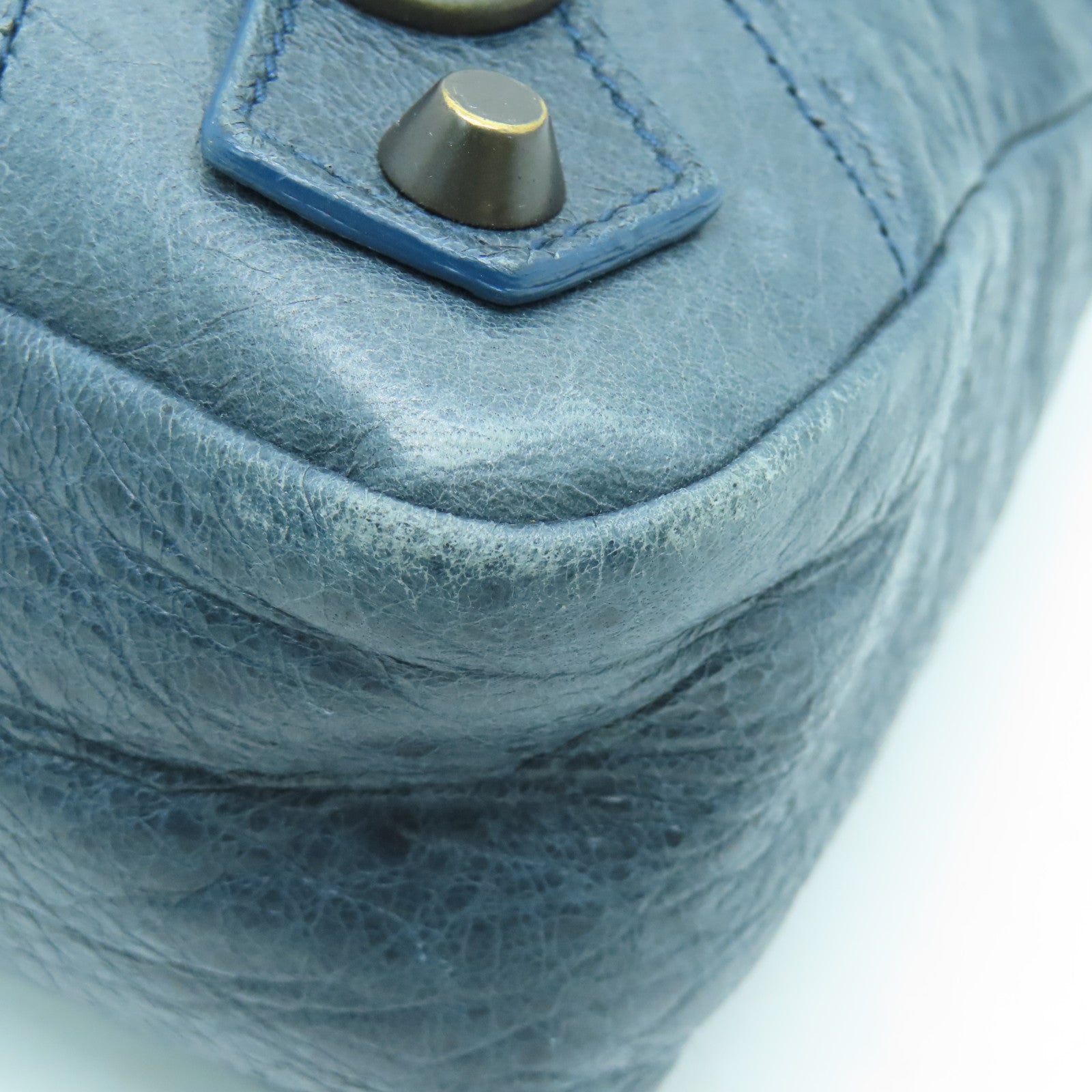 BALENCIAGA cowhide leather The Town gold buckle handle shoulder bag blue