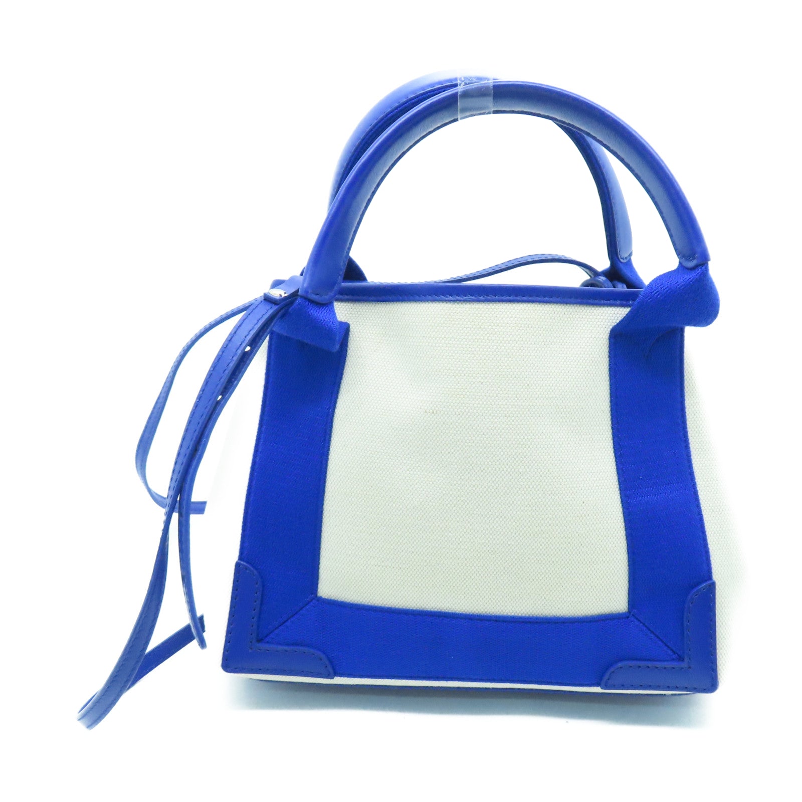 BALENCIAGA 帆布Tote Bag銀扣手挽袋白色/藍色