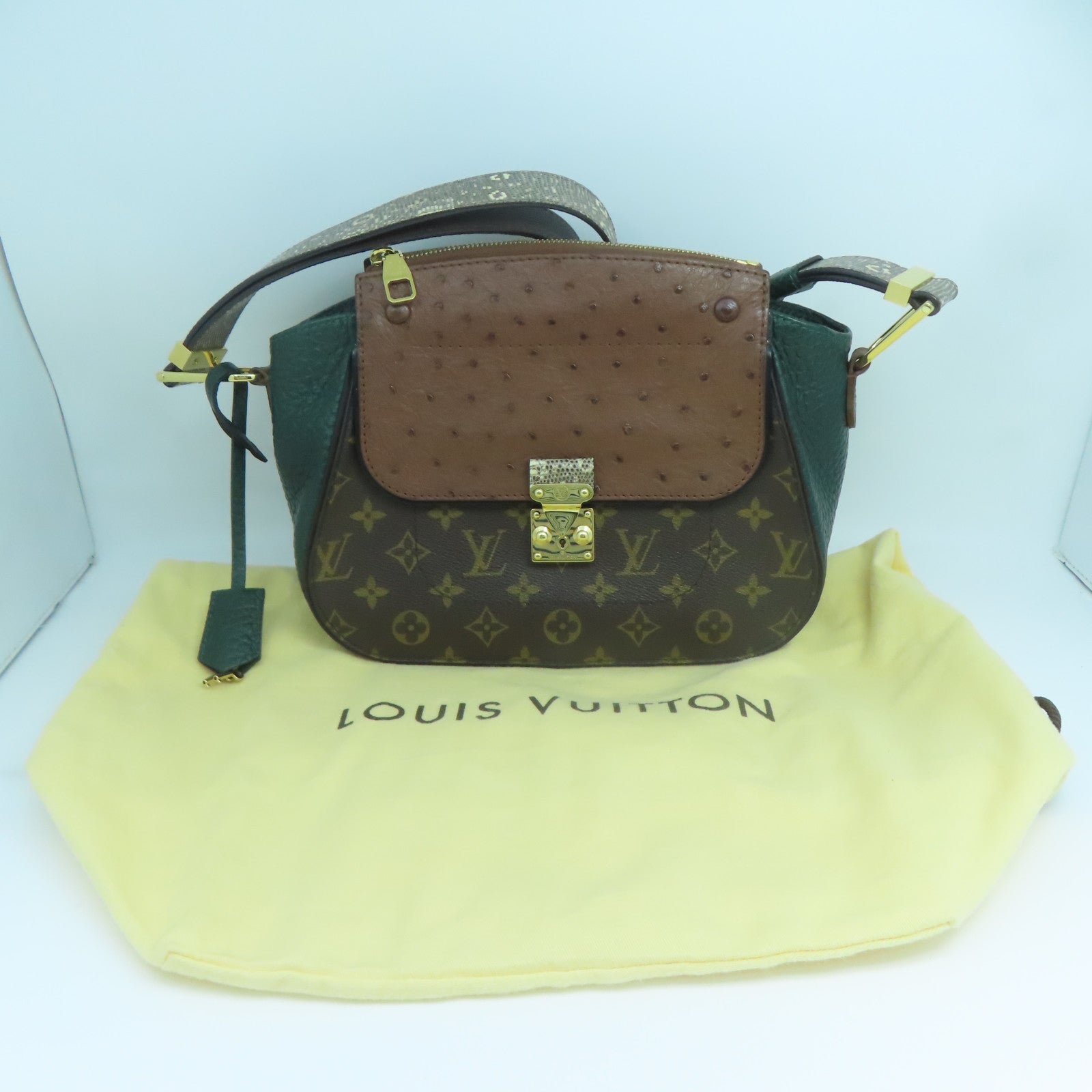 コ*ア様 【ゲリラオークション】LOUIS VUITTON 22SS クリアロゴ LOUIS VUITTON Ostrich Leather Monogram Majestueux Gold