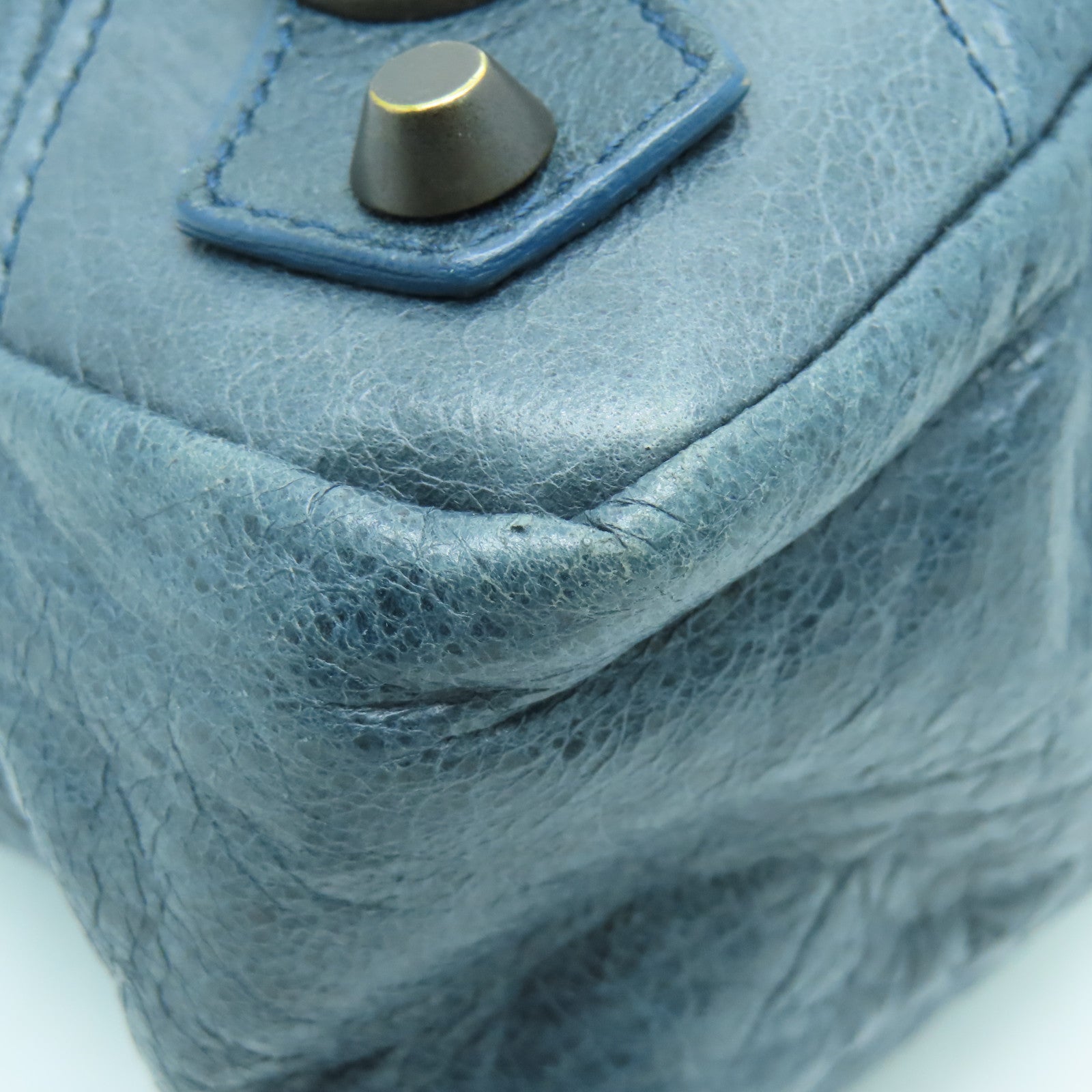 BALENCIAGA cowhide leather The Town gold buckle handle shoulder bag blue