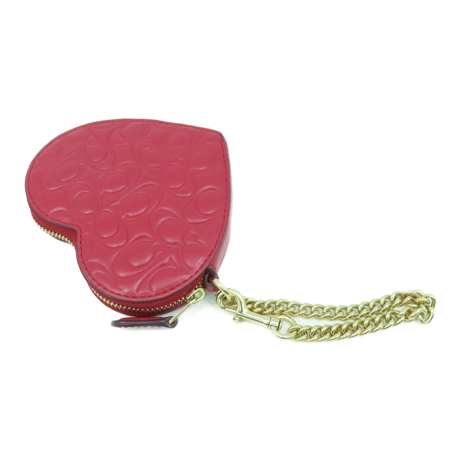 COACH 牛皮皮革Heart Coin Case金扣零錢包紅色