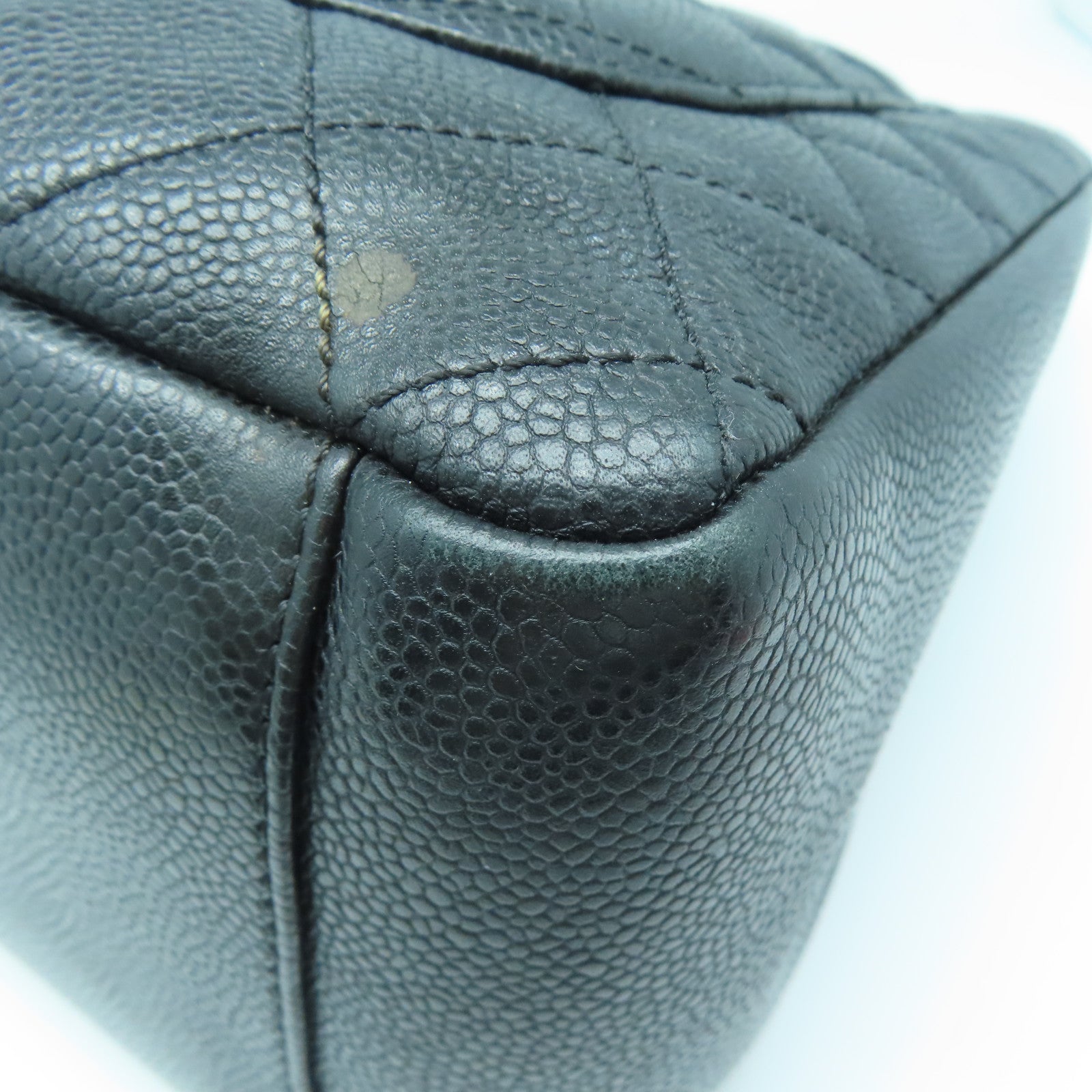 CHANEL 菱格Caviar皮革GST Grand Shopping Tote Bag银扣手挽袋黑色
