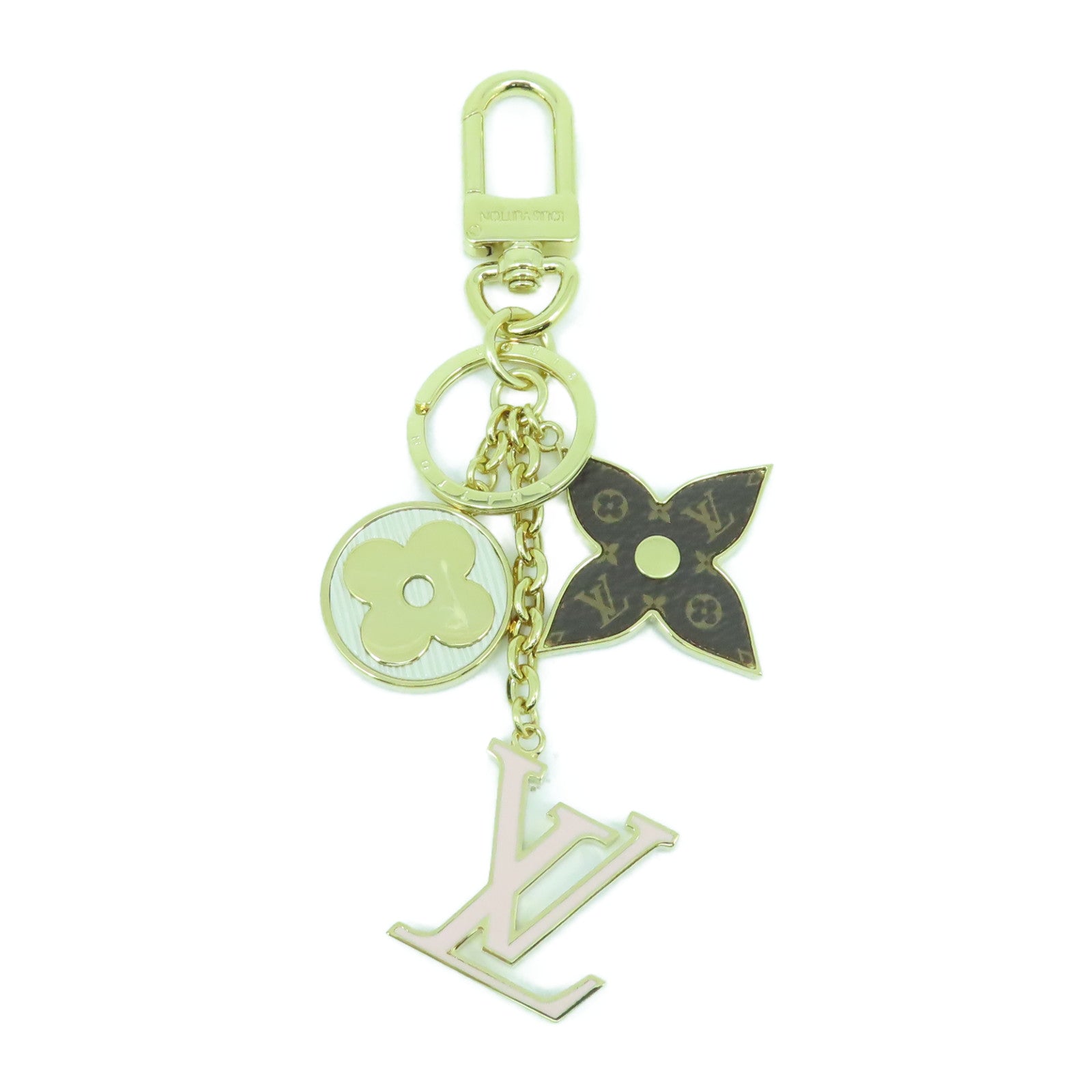 LOUIS VUITTON 金屬Key Ring/Charm金扣鑰匙圈/掛飾啡色/白色/粉紅色