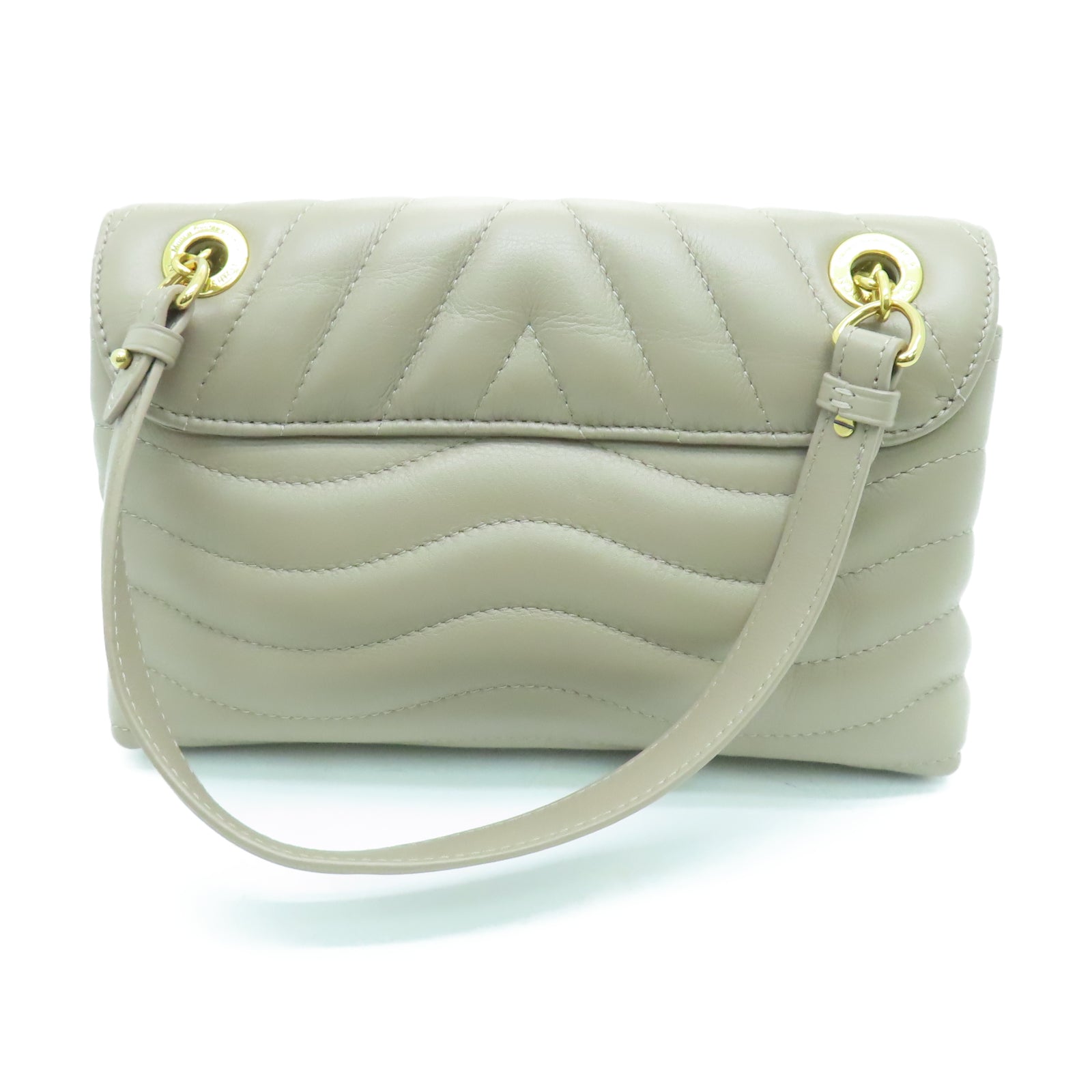 LOUIS VUITTON 斜紋牛皮皮革New Wave Chain Bag MM金扣鏈帶肩背袋米色
