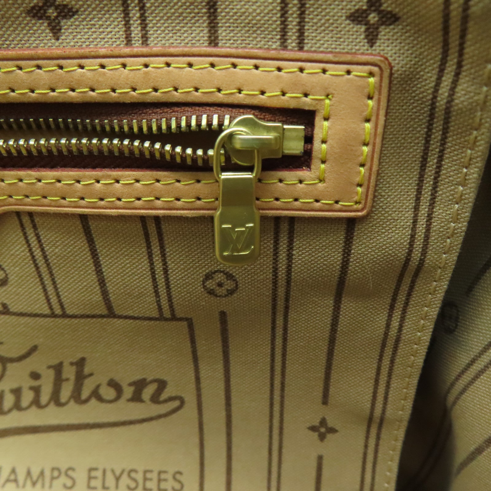 LOUIS VUITTON Monogram Neverfull MM金扣肩背袋啡色