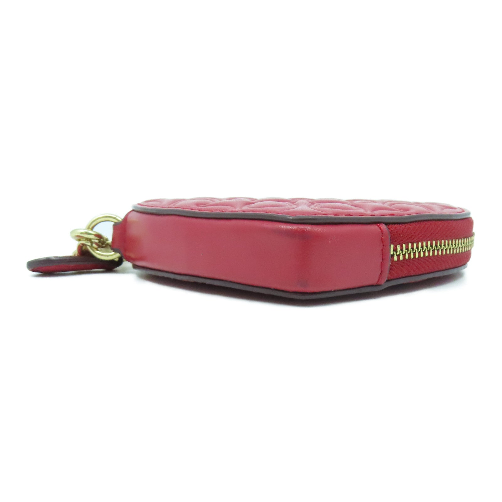 COACH 牛皮皮革Heart Coin Case金扣零錢包紅色