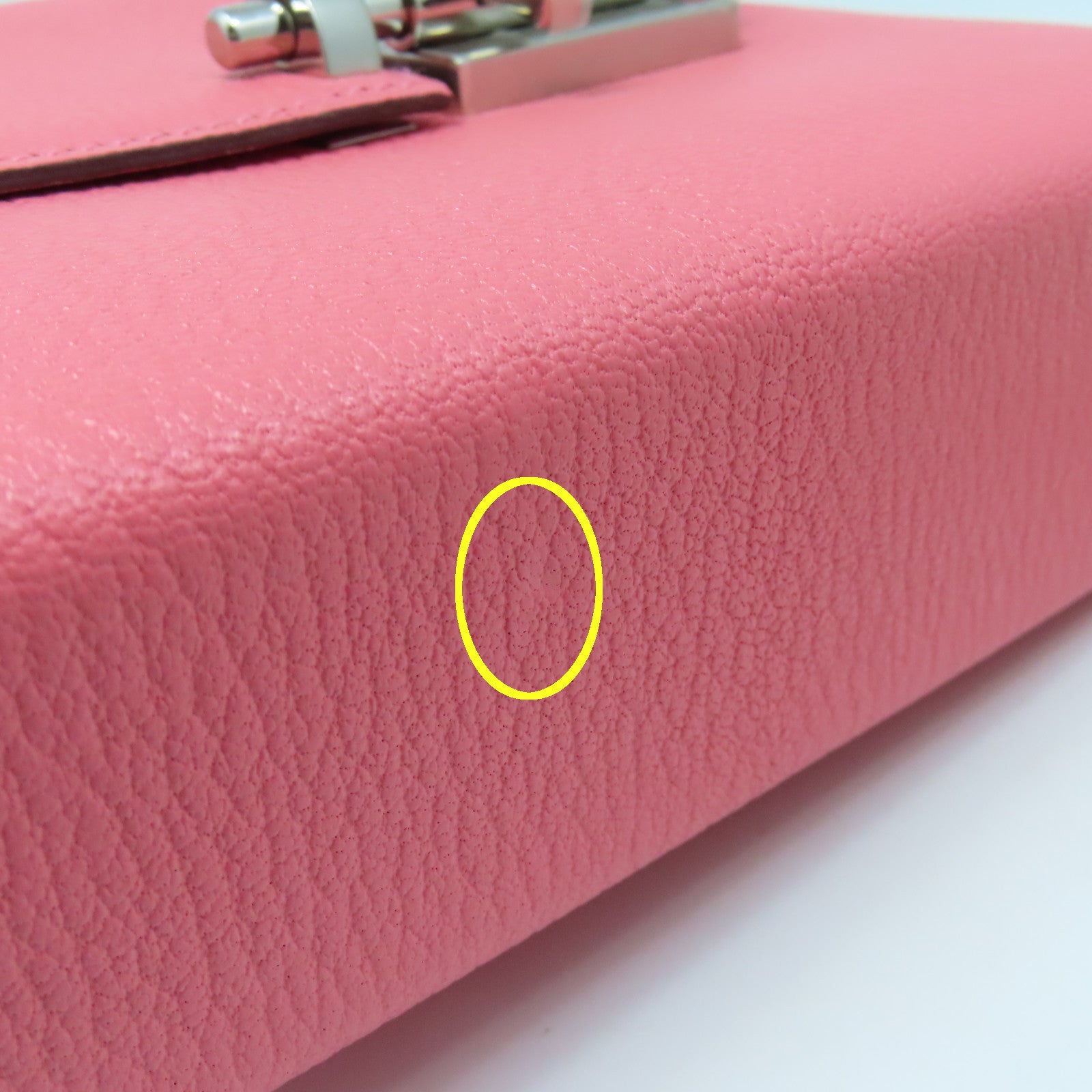 HERMES Chevre皮革Mini Verrou银扣肩背袋夏日玫瑰粉