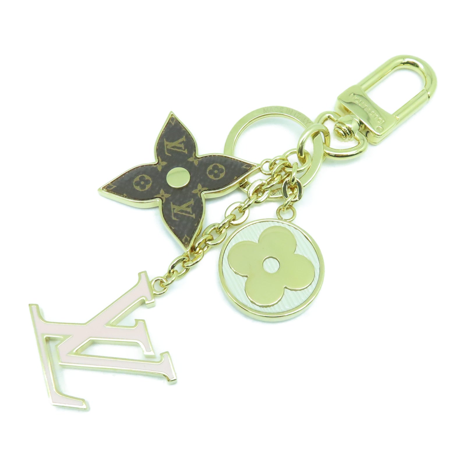 LOUIS VUITTON 金屬Key Ring/Charm金扣鑰匙圈/掛飾啡色/白色/粉紅色