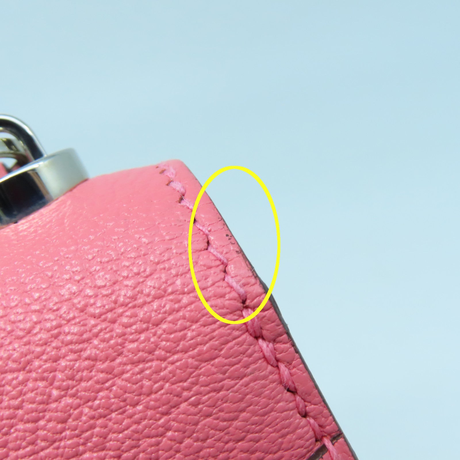HERMES Chevre皮革Mini Verrou银扣肩背袋夏日玫瑰粉