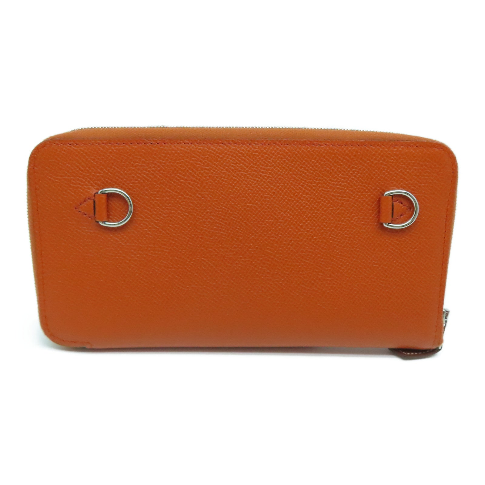 HERMES Espom/Swift皮革Silki Wallet To Go银长钱包/肩背袋橙色/粉红色