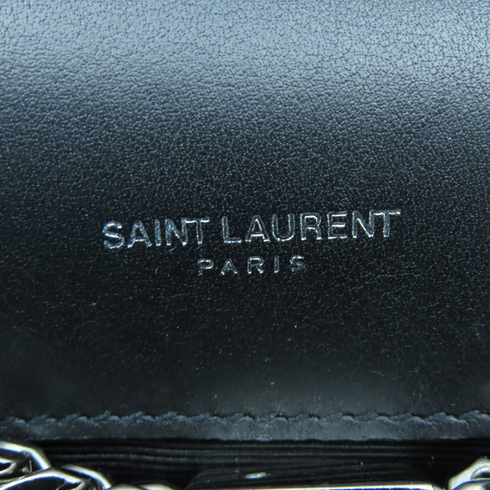 SAINT LAURENT 漆皮皮革Shoulder Bag銀扣鏈帶肩背袋黑色