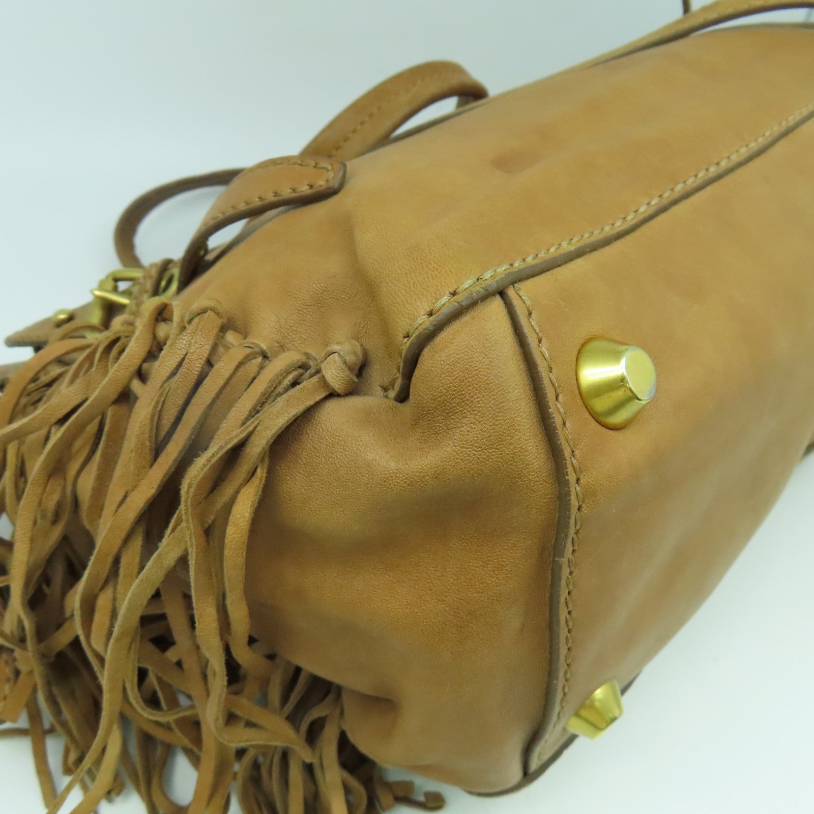 Miu Miu 牛皮皮革2 Way Shoulder金扣手挽肩背兩用袋啡色