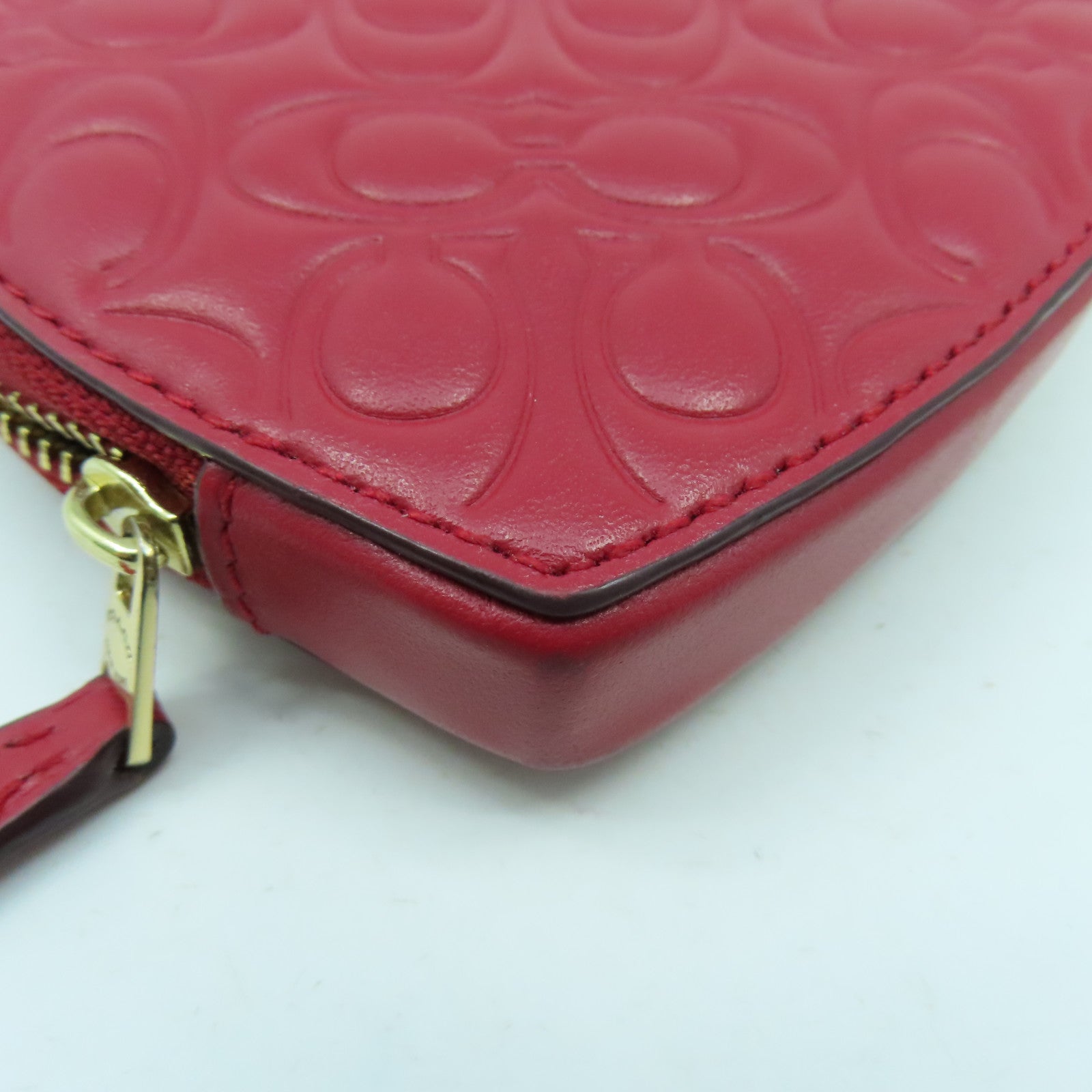 COACH 牛皮皮革Heart Coin Case金扣零錢包紅色