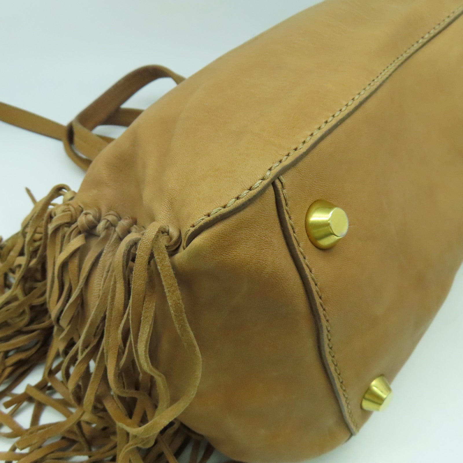 Miu Miu 牛皮皮革2 Way Shoulder金扣手挽肩背兩用袋啡色
