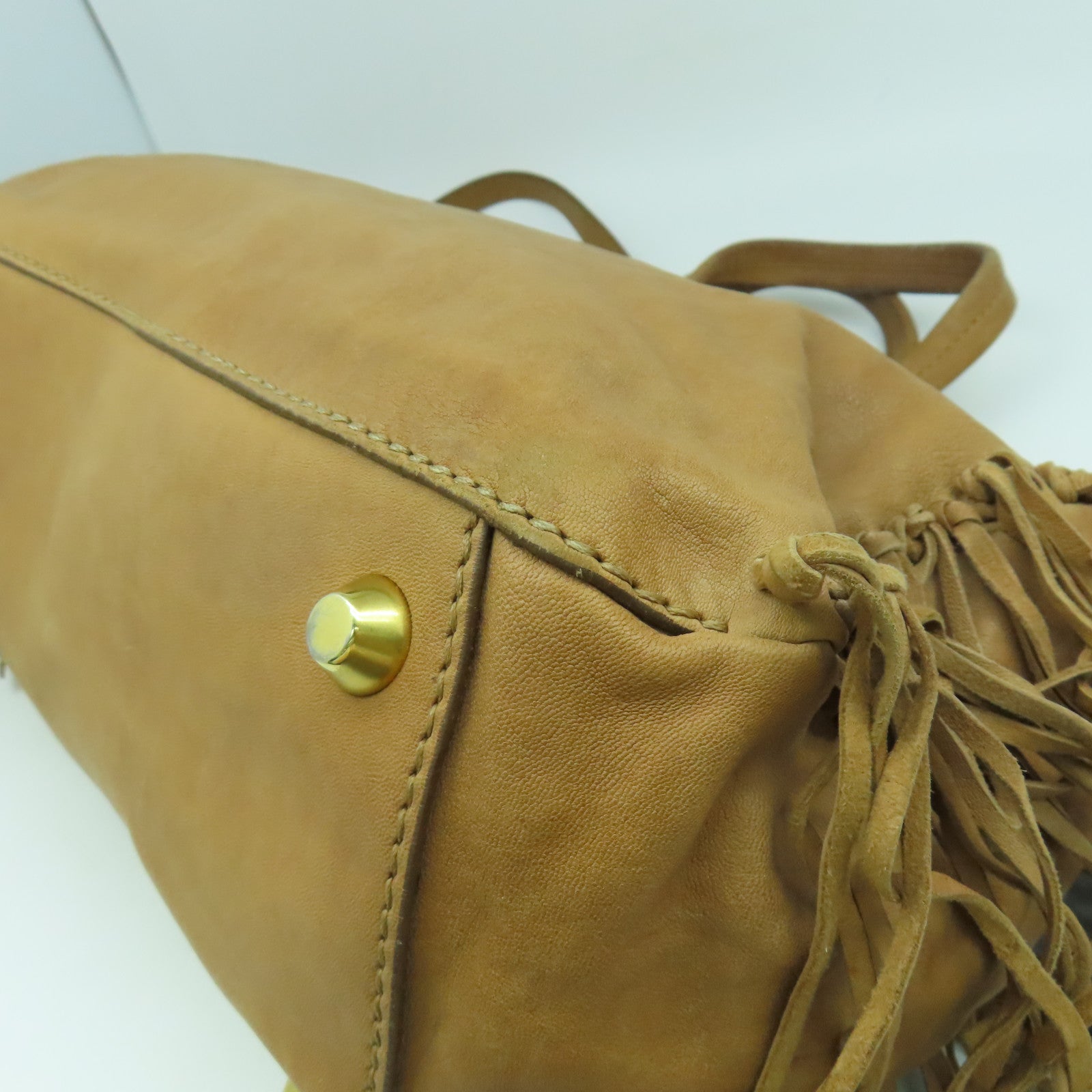 Miu Miu 牛皮皮革2 Way Shoulder金扣手挽肩背兩用袋啡色