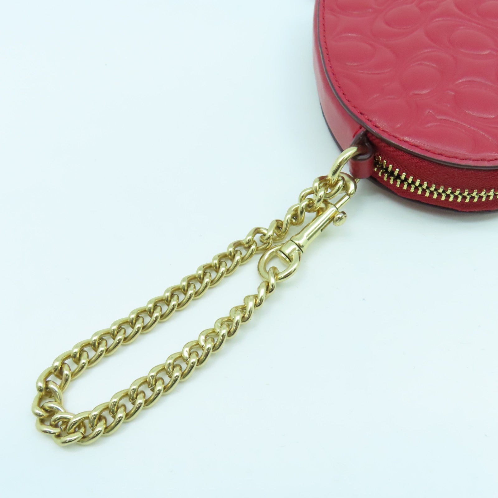 COACH 牛皮皮革Heart Coin Case金扣零錢包紅色