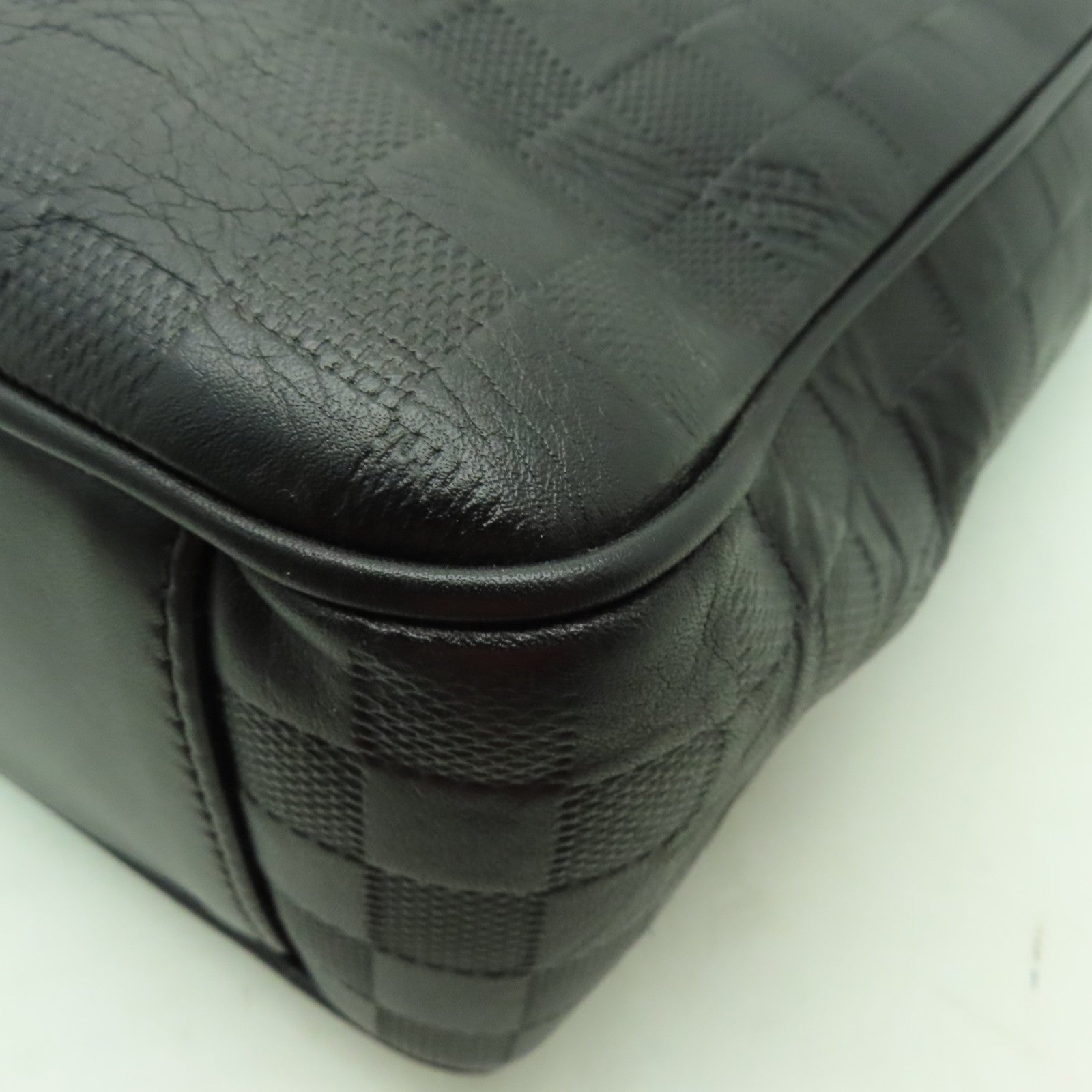 LOUIS VUITTON Damier Infini Tadao PM銀扣手挽肩背兩用袋黒色