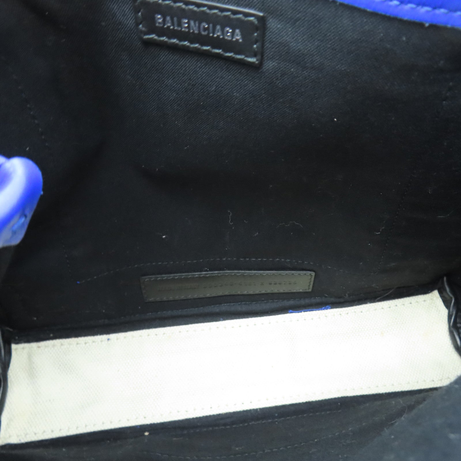 BALENCIAGA 帆布Tote Bag銀扣手挽袋白色/藍色