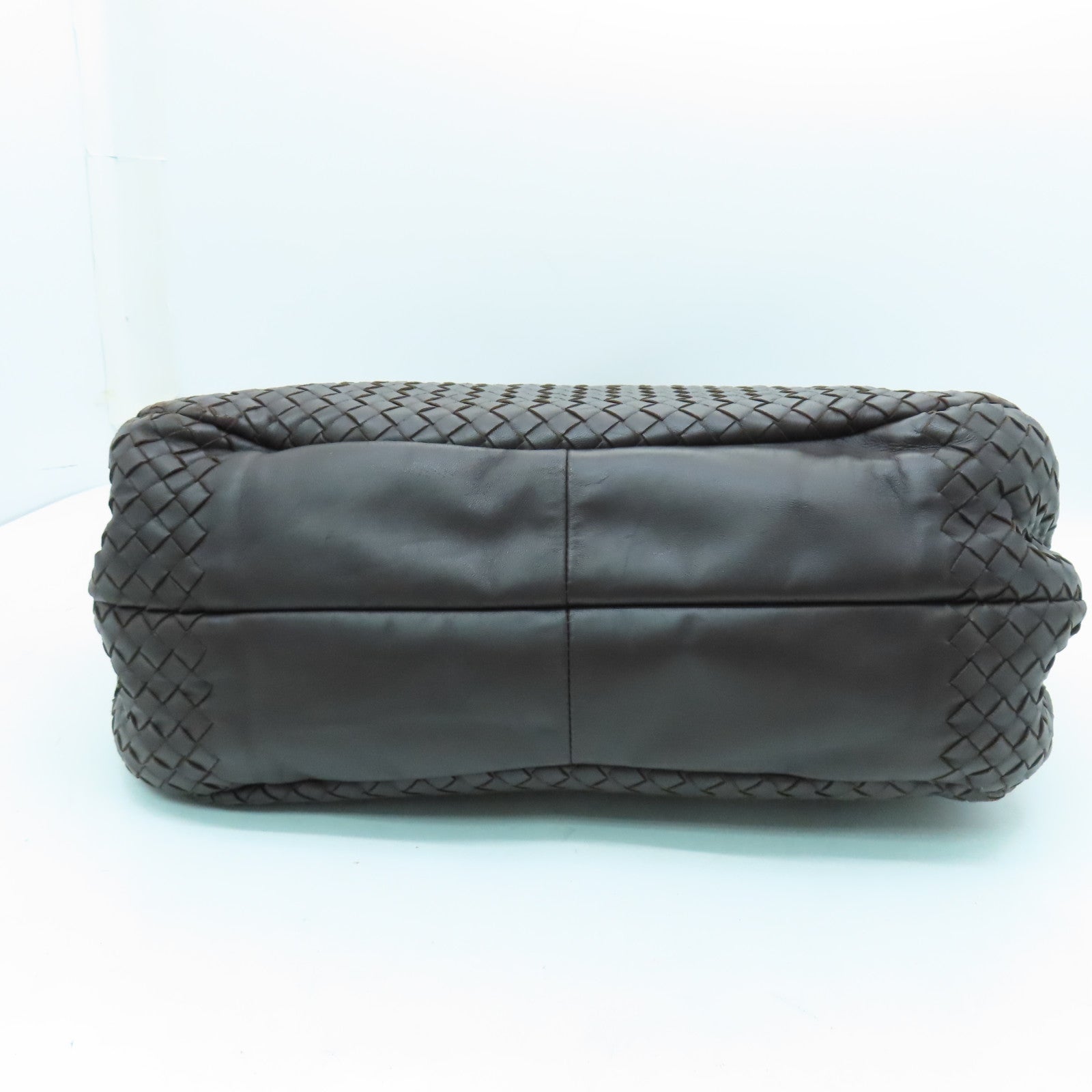 BOTTEGA VENETA 【激減優惠】織紋皮革Shoulder Bag銀扣肩背袋啡色