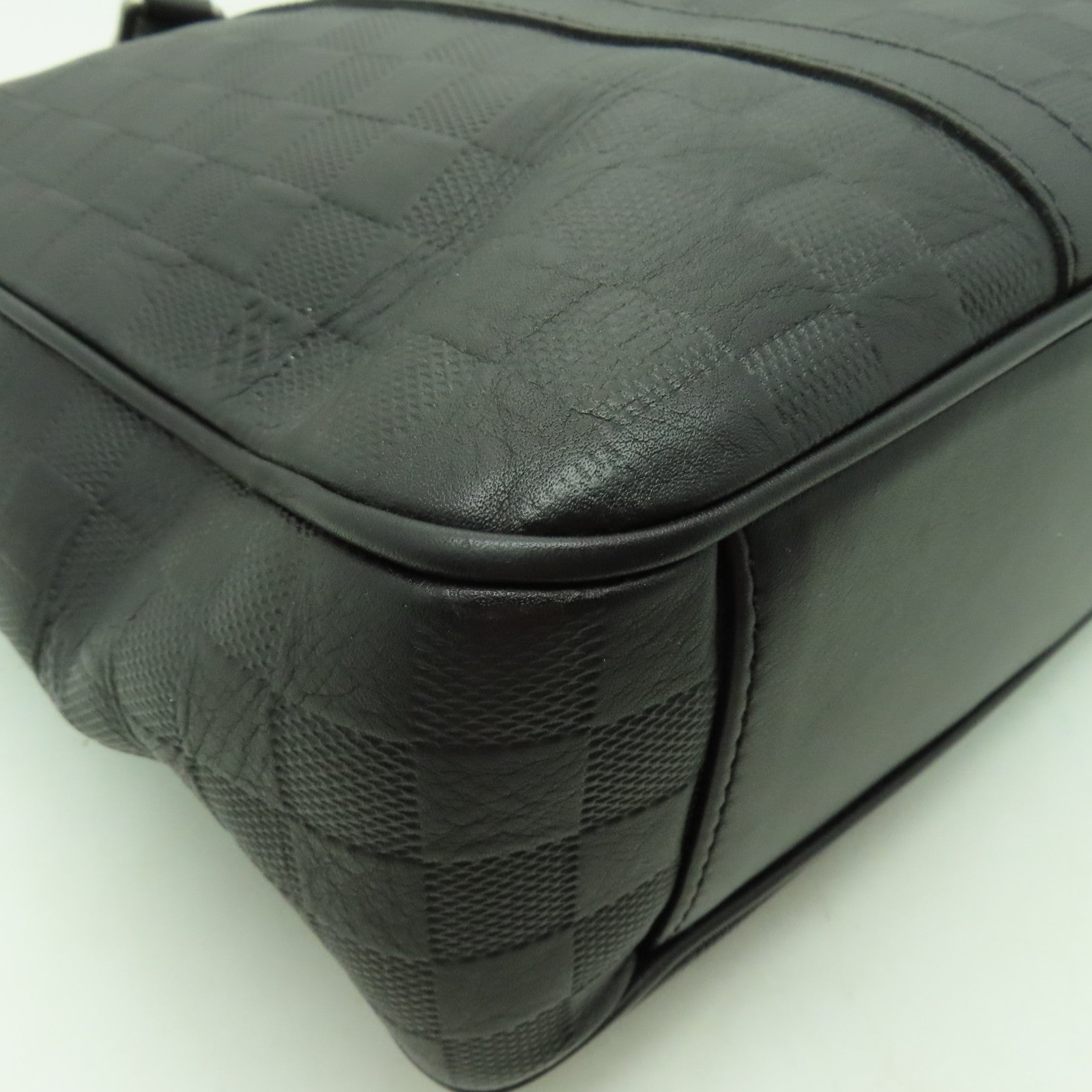 LOUIS VUITTON Damier Infini Tadao PM銀扣手挽肩背兩用袋黒色