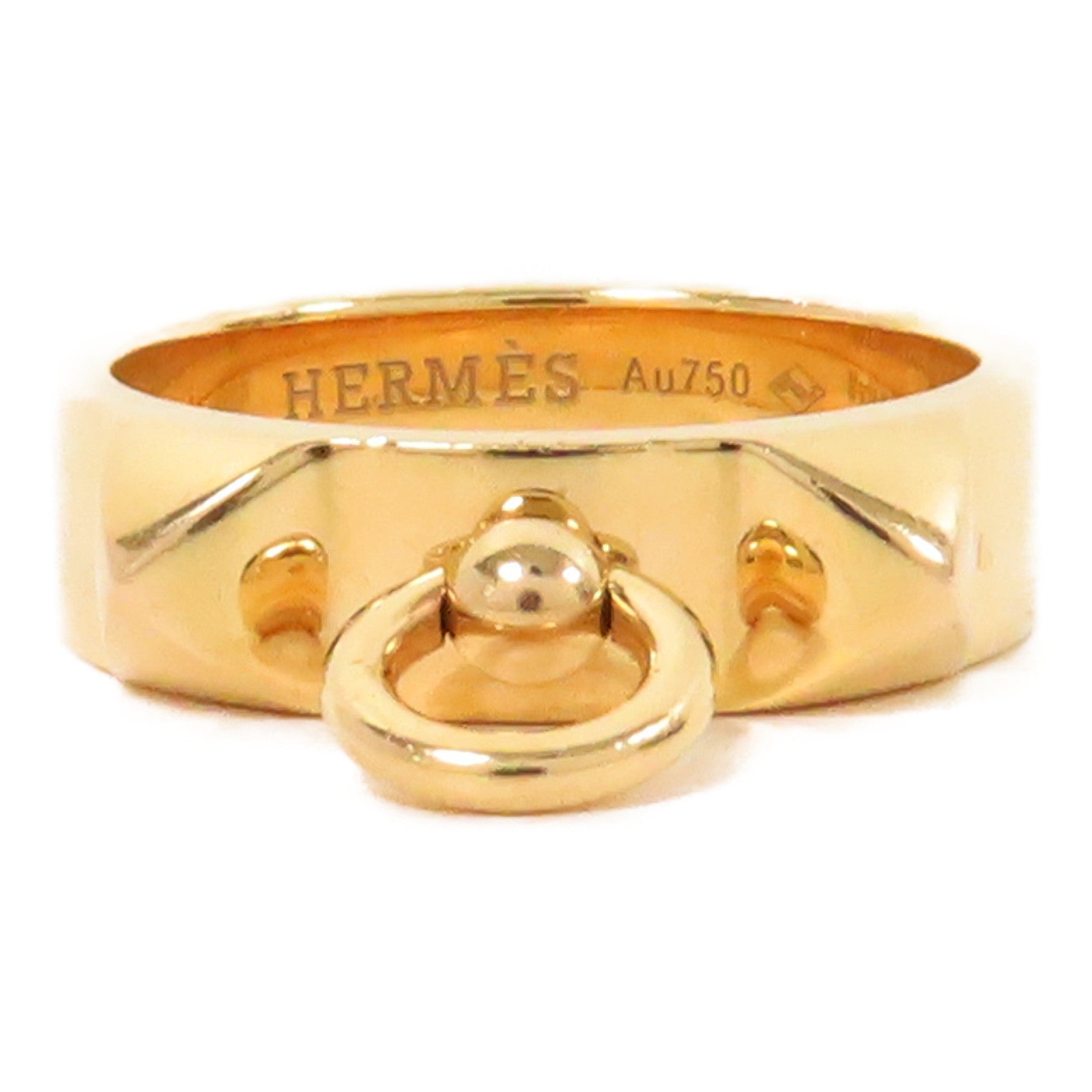 HERMES 18K黃金Collier De Chien Ring戒指US#5.25