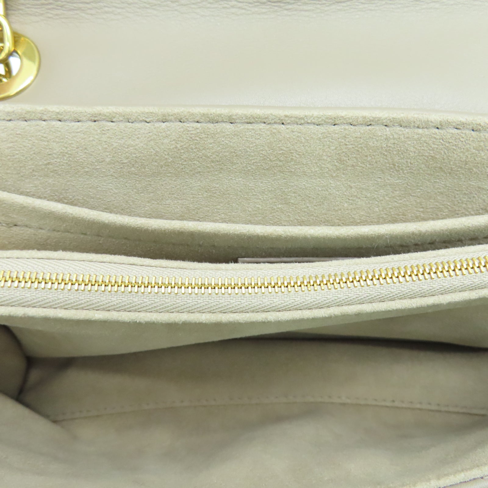 LOUIS VUITTON 斜紋牛皮皮革New Wave Chain Bag MM金扣鏈帶肩背袋米色