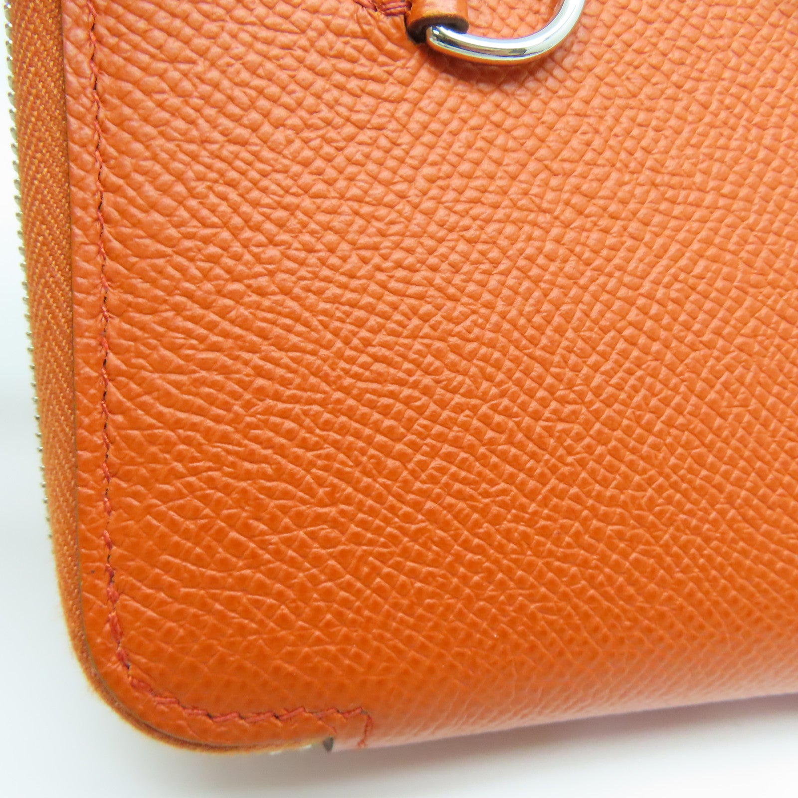 HERMES Espom/Swift皮革Silki Wallet To Go银长钱包/肩背袋橙色/粉红色