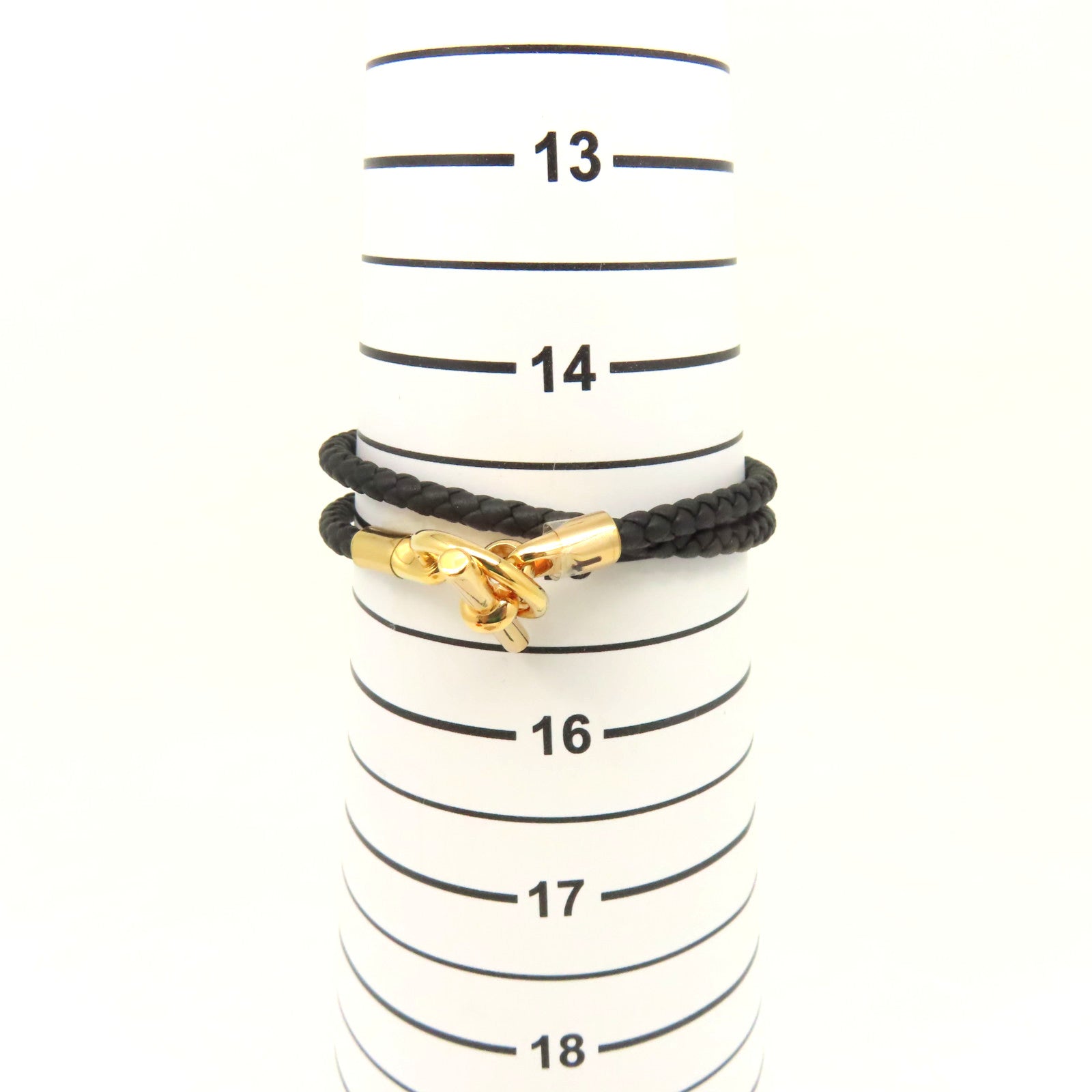 HERMES Swift皮革Glenan Double Tour Bracelet金扣手鏈黑色