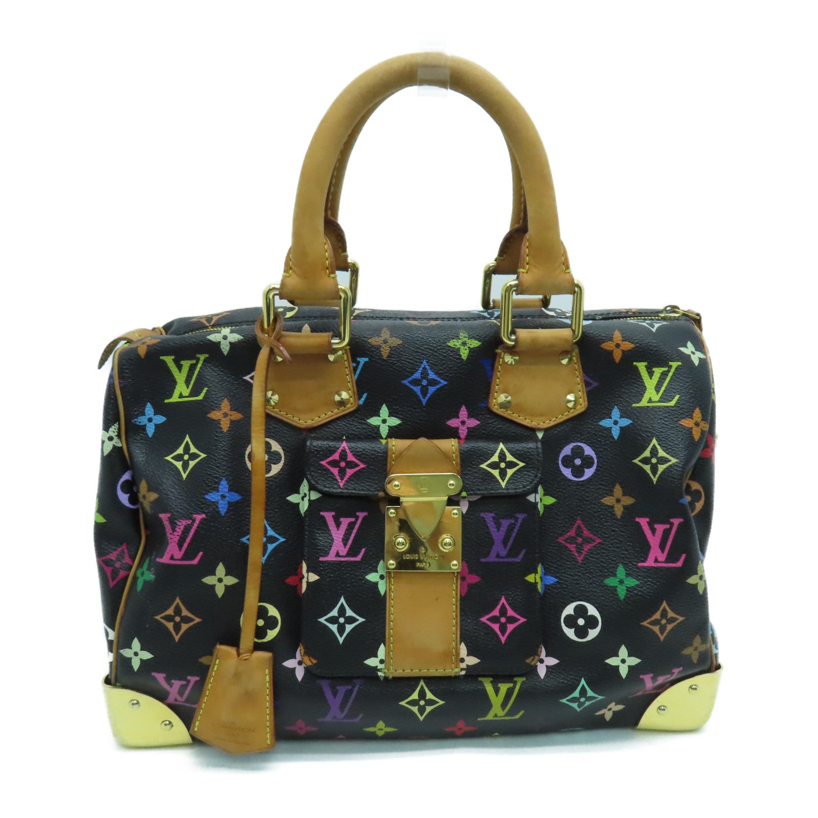 LOUIS VUITTON 【激減優惠】Monogram Multicolore Speedy 30金扣手挽袋黑色彩色