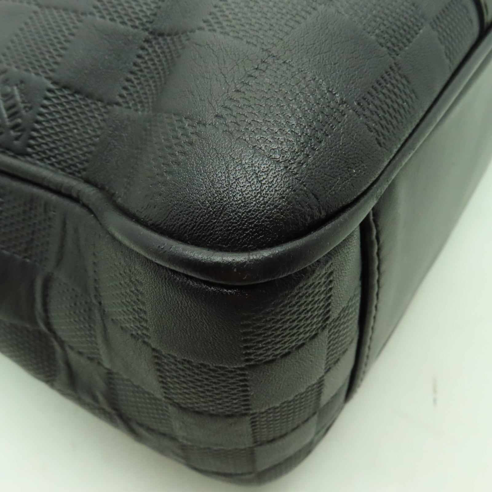 LOUIS VUITTON Damier Infini Tadao PM銀扣手挽肩背兩用袋黒色