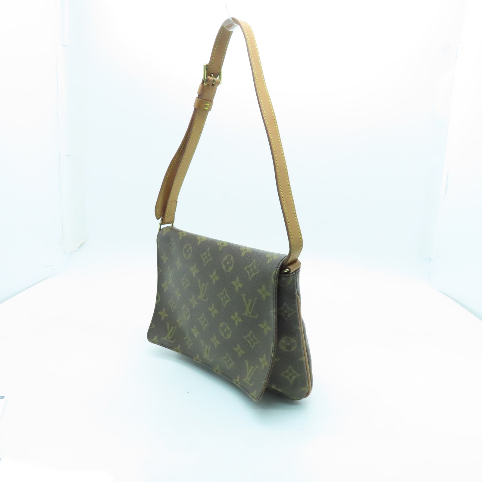 LOUIS VUITTON Monogram Musette Tango Gold Buckle Shoulder Bag Brown