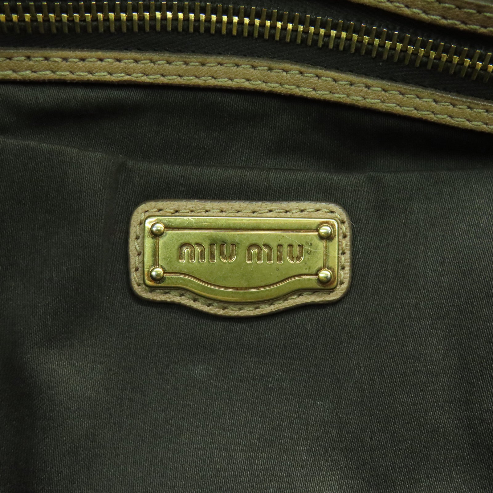 Miu Miu 牛皮皮革2 Way Shoulder金扣手挽肩背兩用袋啡色