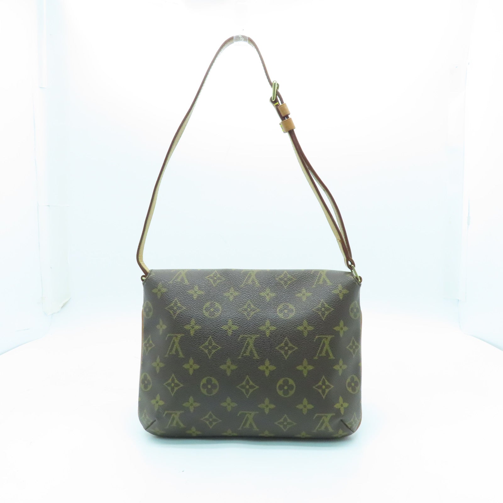 LOUIS VUITTON Monogram Musette Tango Gold Buckle Shoulder Bag Brown