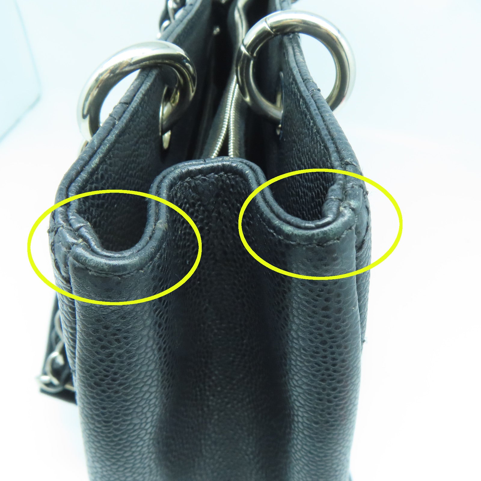 CHANEL 菱格Caviar皮革GST Grand Shopping Tote Bag银扣手挽袋黑色