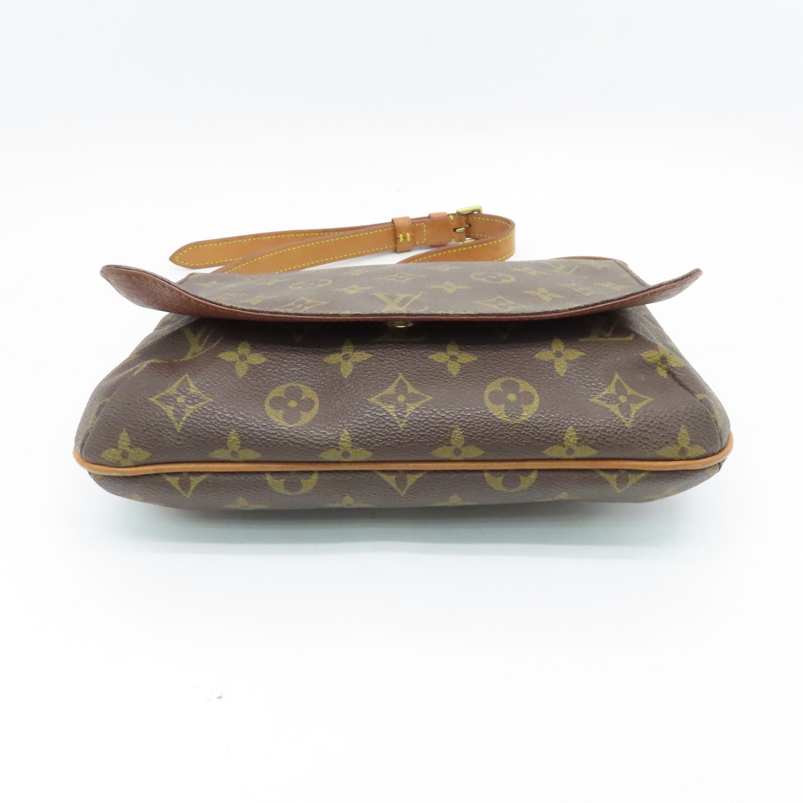 LOUIS VUITTON Monogram Musette Tango Gold Buckle Shoulder Bag Brown