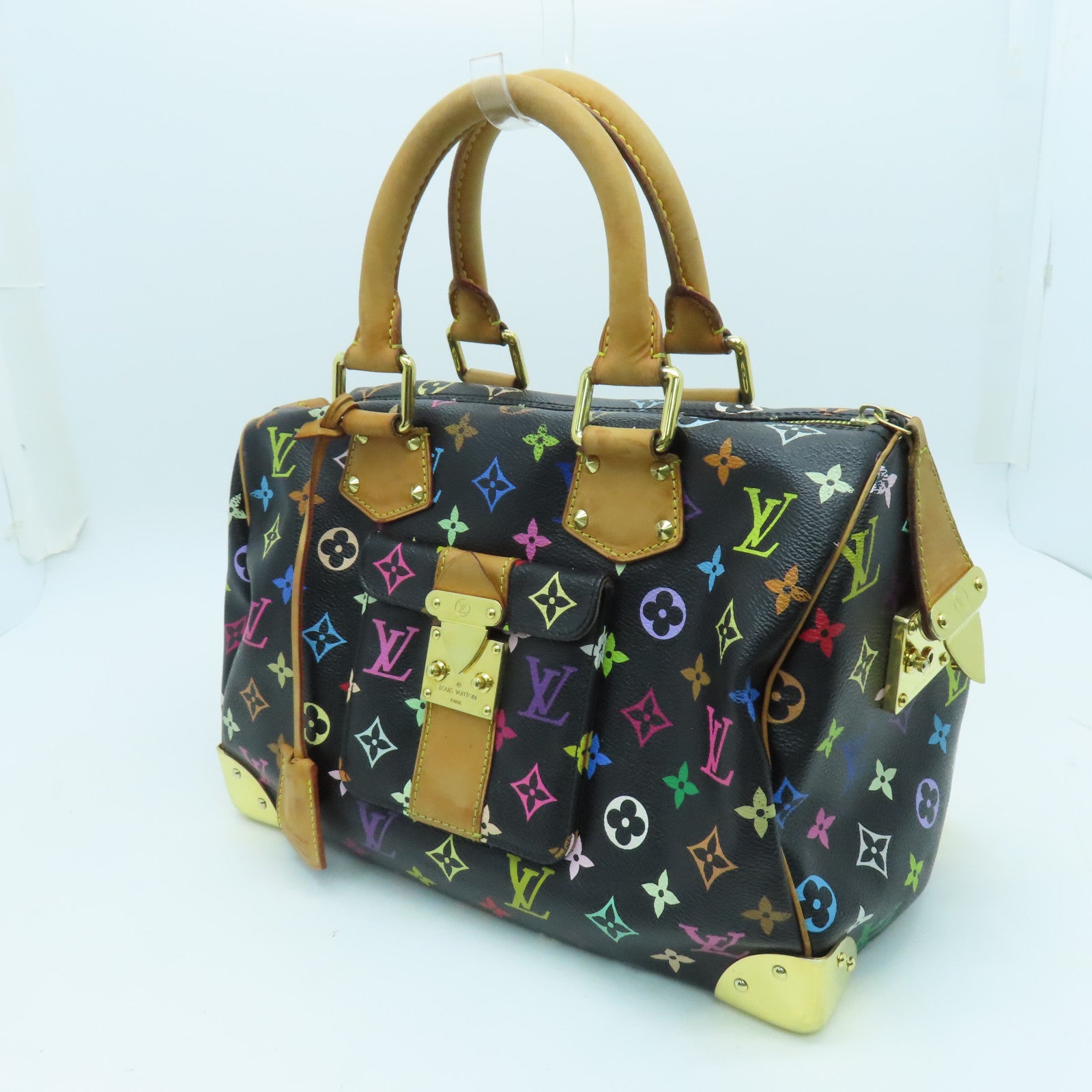 LOUIS VUITTON 【激減優惠】Monogram Multicolore Speedy 30金扣手挽袋黑色彩色
