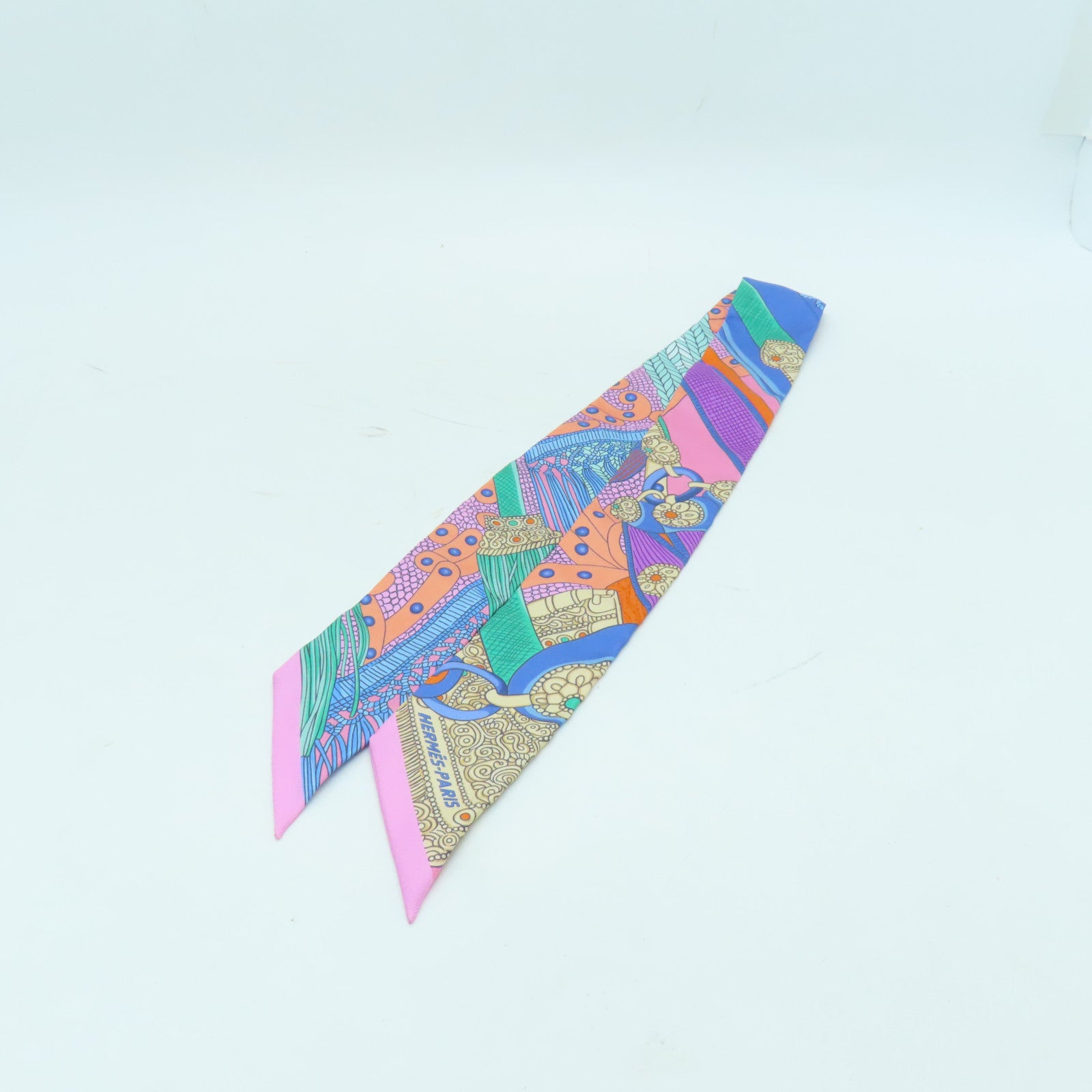 HERMES 絲質Twilly絲巾彩色