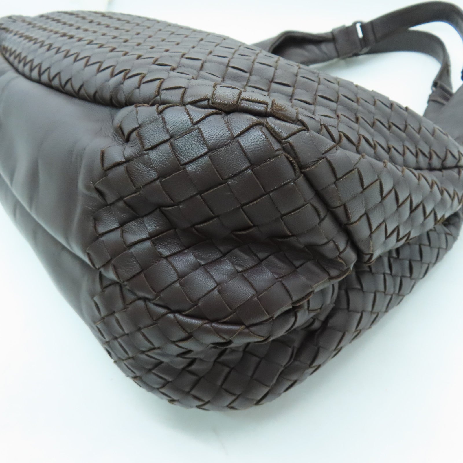 BOTTEGA VENETA 【激減優惠】織紋皮革Shoulder Bag銀扣肩背袋啡色