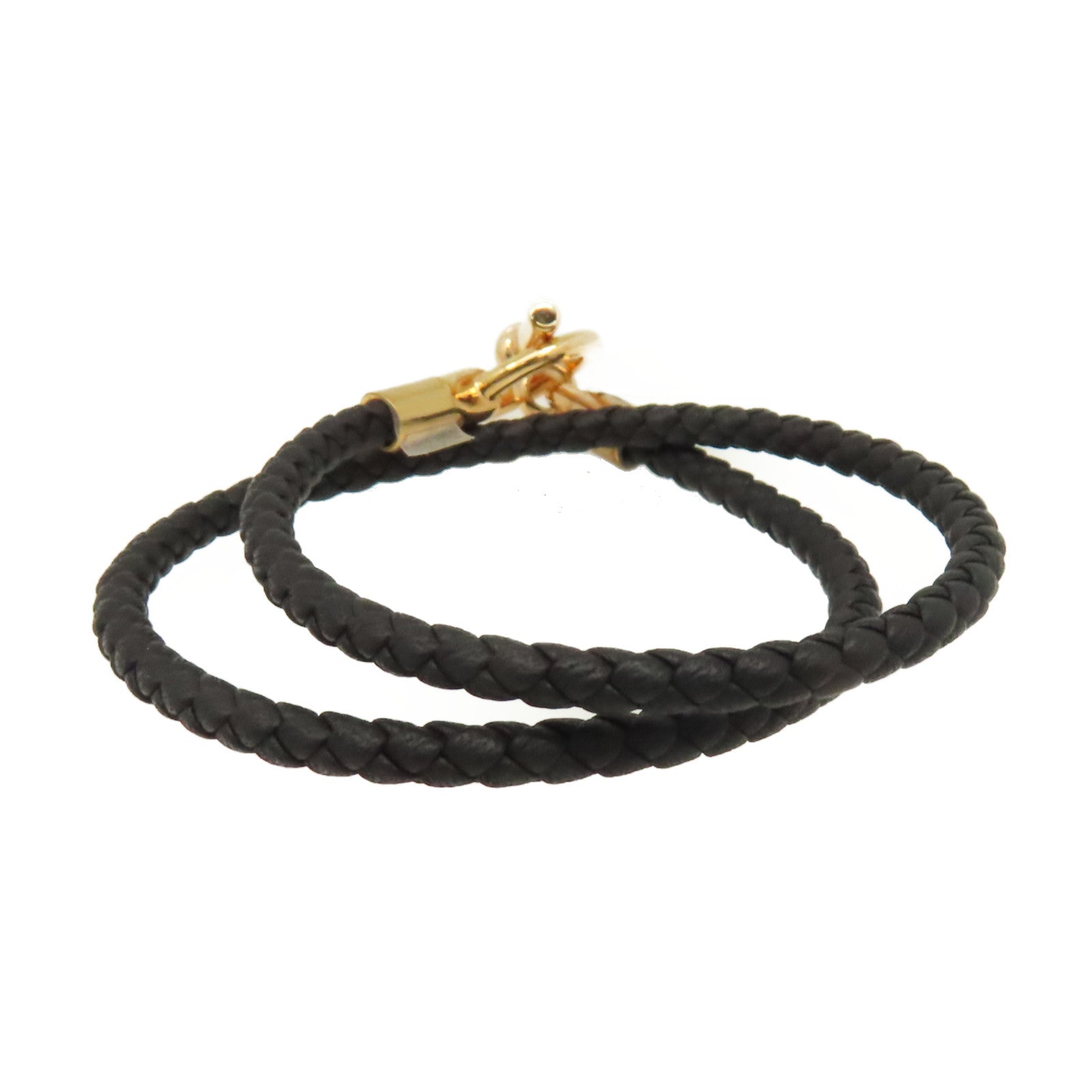 HERMES Swift皮革Glenan Double Tour Bracelet金扣手鏈黑色