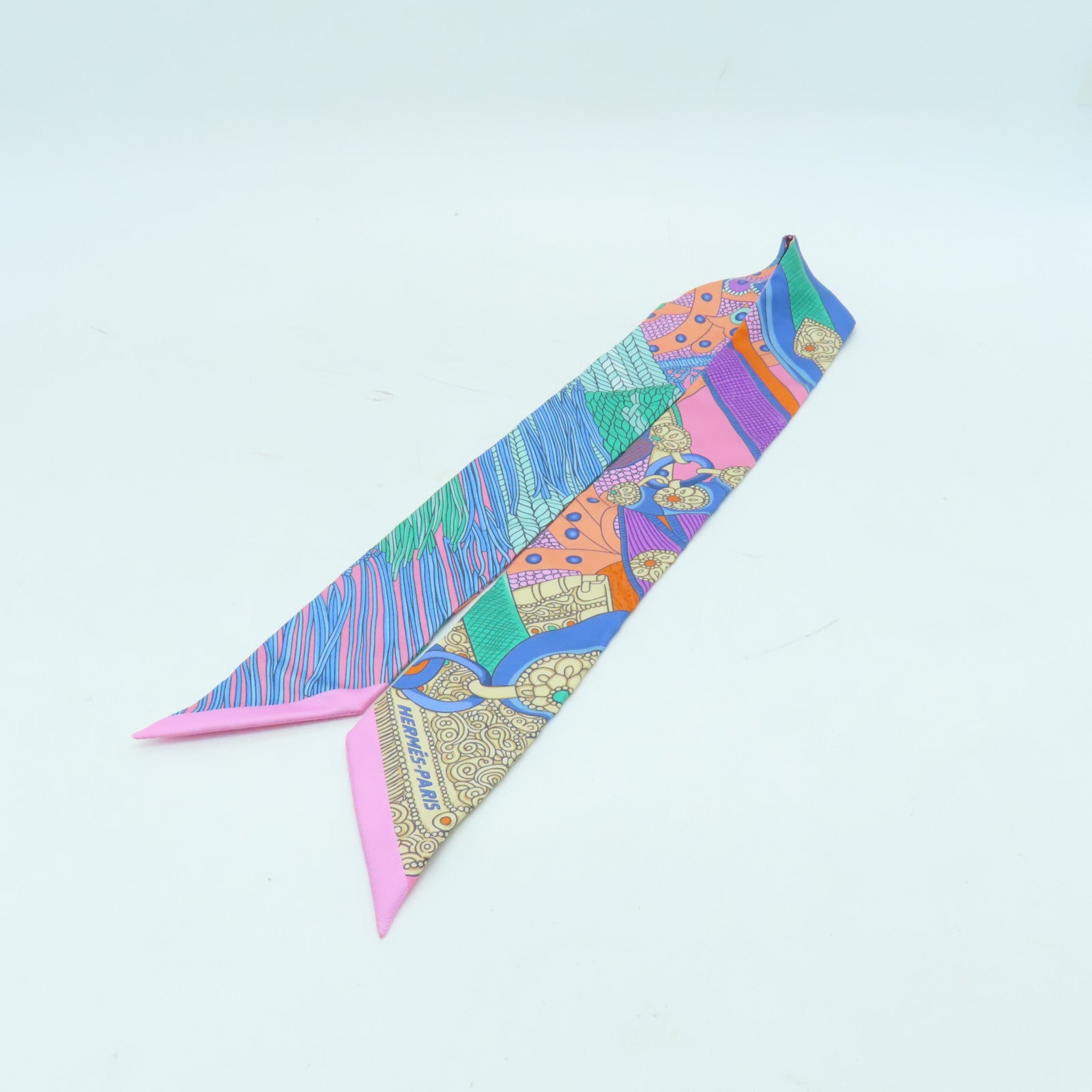 HERMES 絲質Twilly絲巾彩色