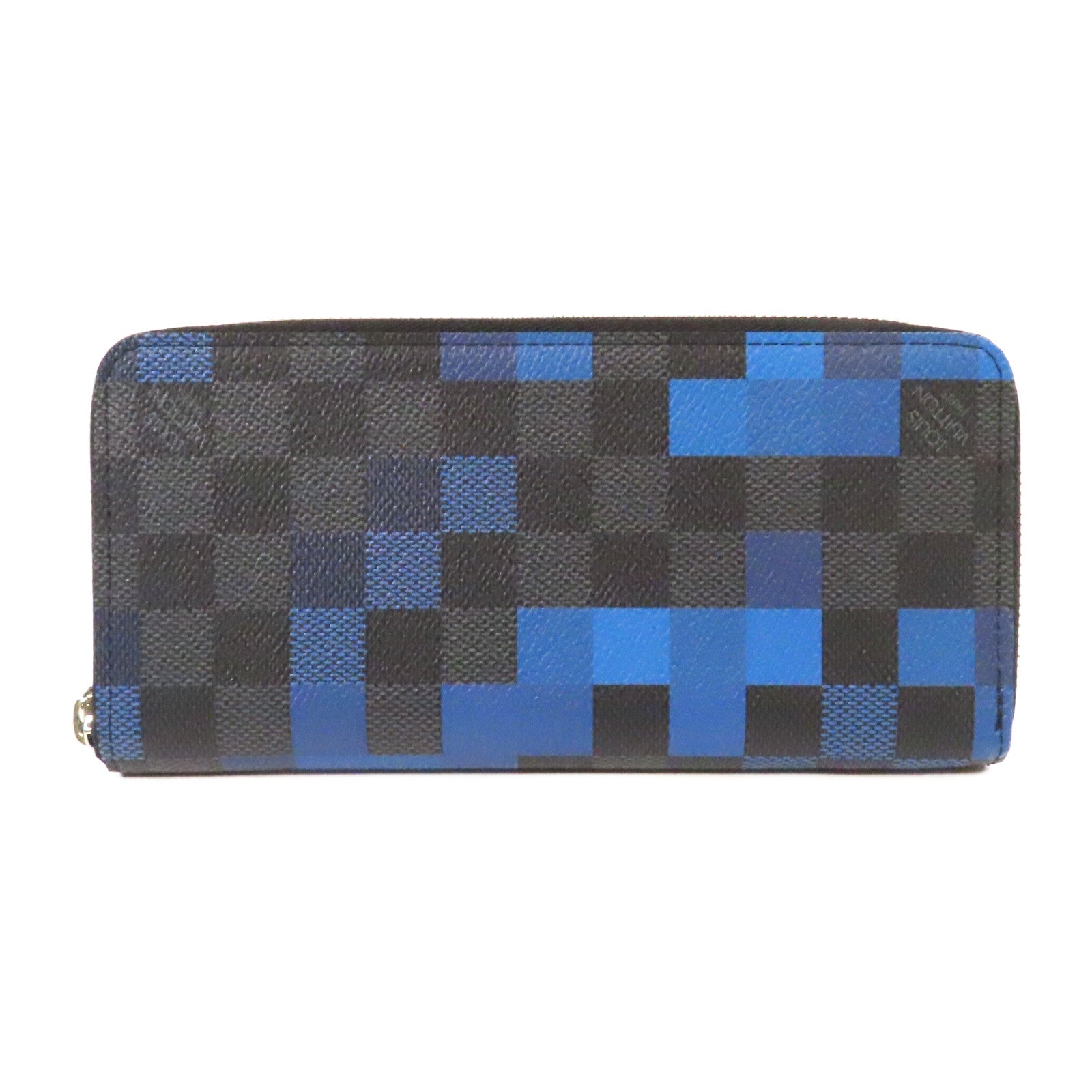 LOUIS VUITTON Damier Graphite Pixel Zipper Long Wallet銀扣長錢包藍色/灰色