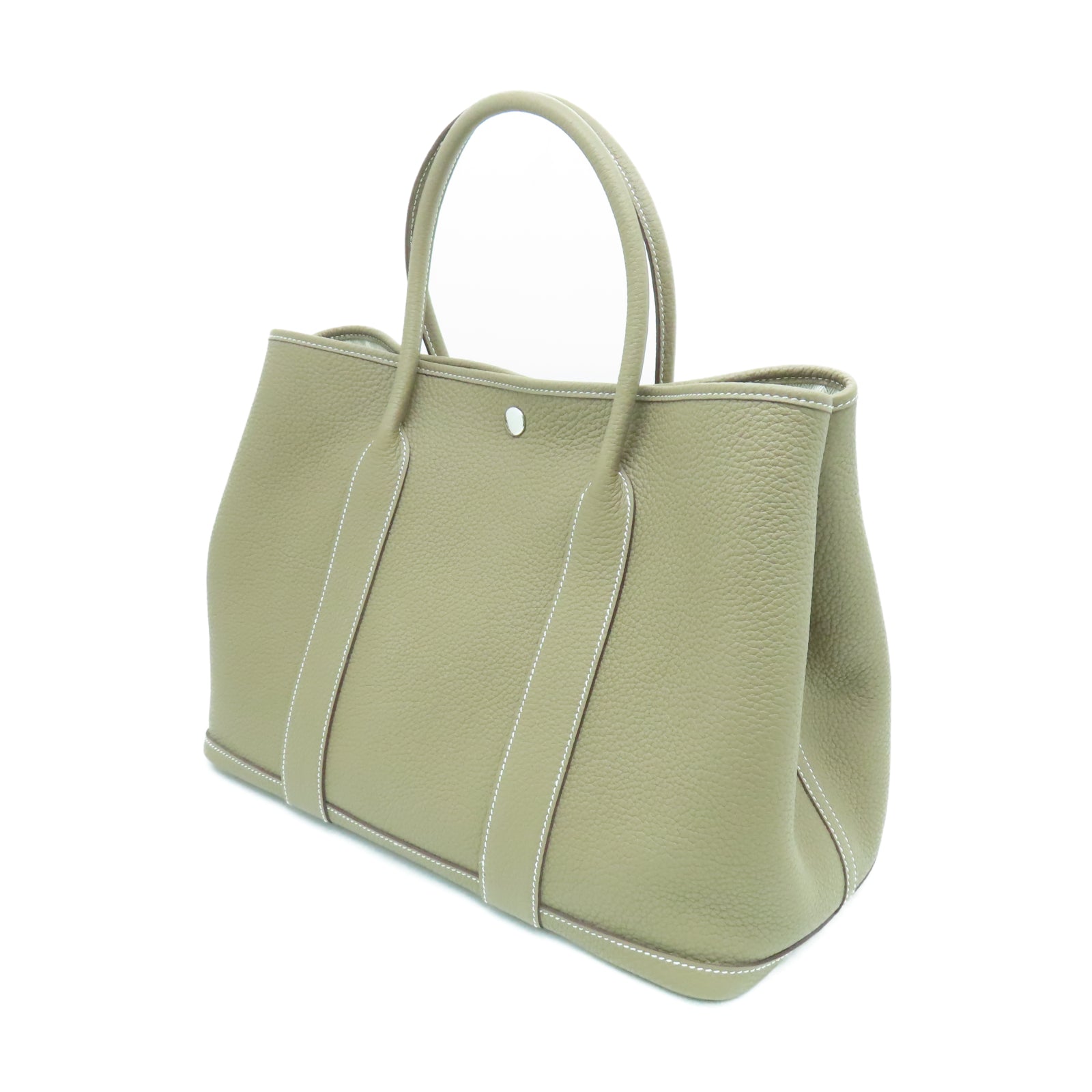 HERMES Negonda皮革GardenParty PM銀扣手挽袋大象灰色